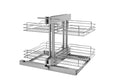 Chrome Two-Tier Wire Bottom Optimizer w/ Soft-Close for 15" Blind Corner Cabinet Openings