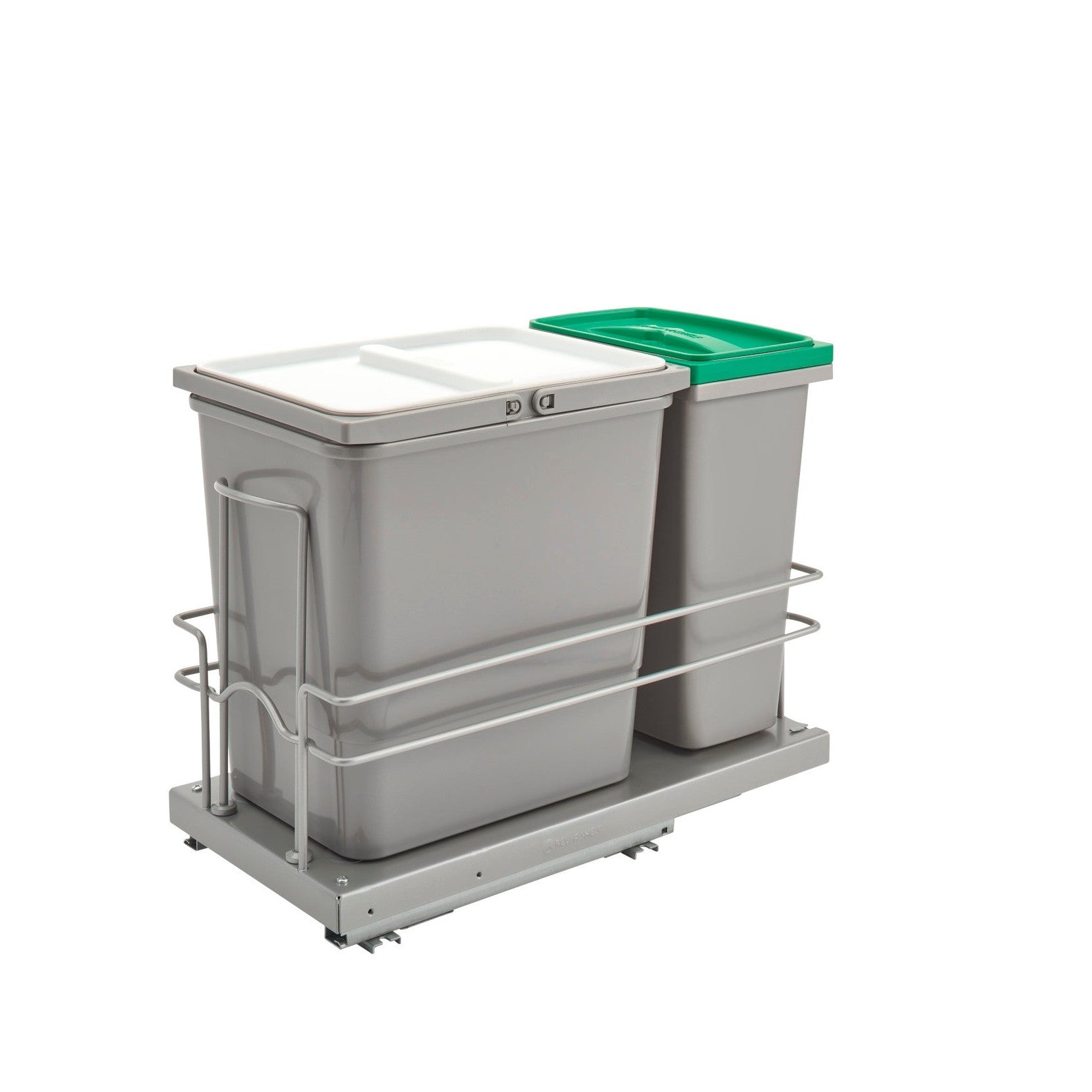 Single 8 L Metallic Silver and Single 15 L Gray Waste Container w/ Soft-Close for 24" Sink Base