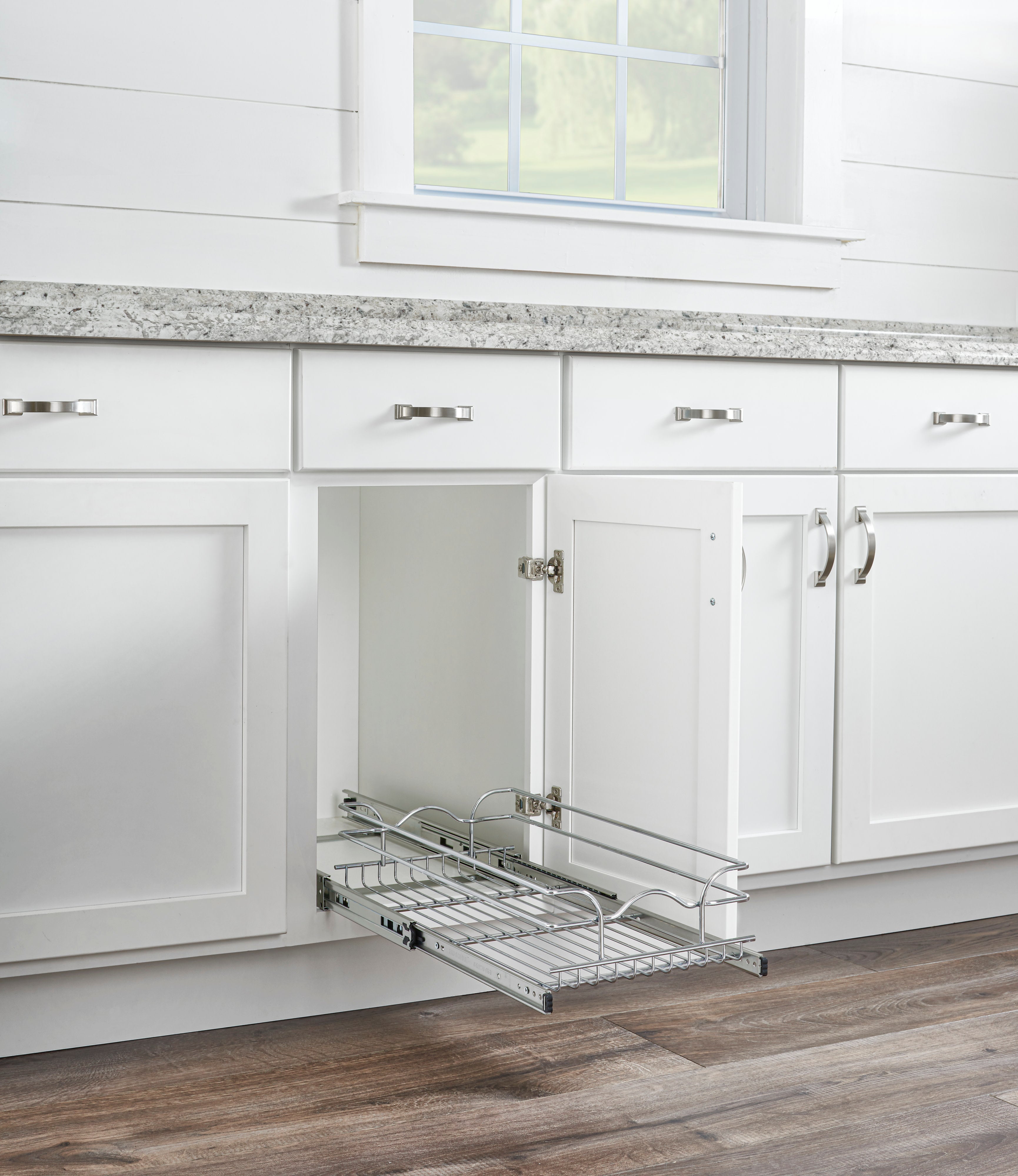 12" W x 22" D Base Cabinet Pullout Chrome Wire Basket
