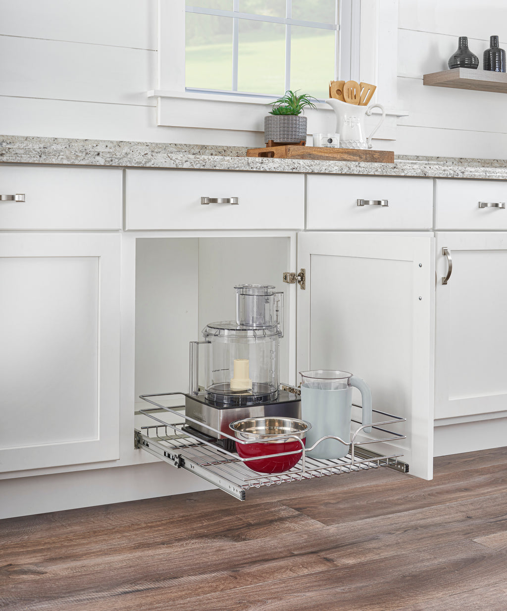 15" W x 22" D Base Cabinet Pullout Chrome Wire Basket
