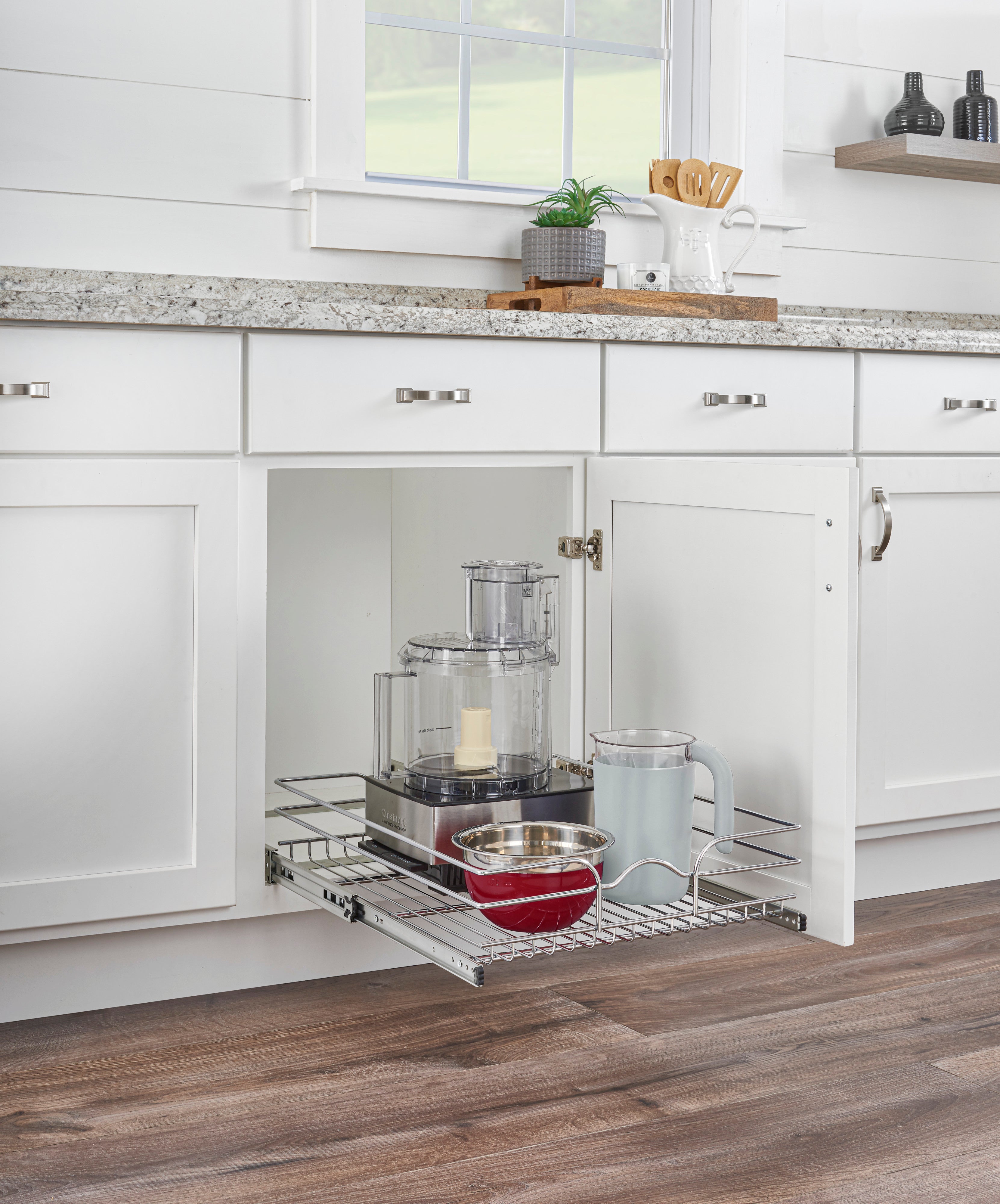 18" W x 22" D Base Cabinet Pullout Chrome Wire Basket