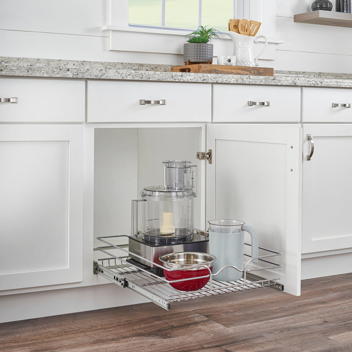 21" W x 22" D Base Cabinet Pullout Chrome Wire Basket