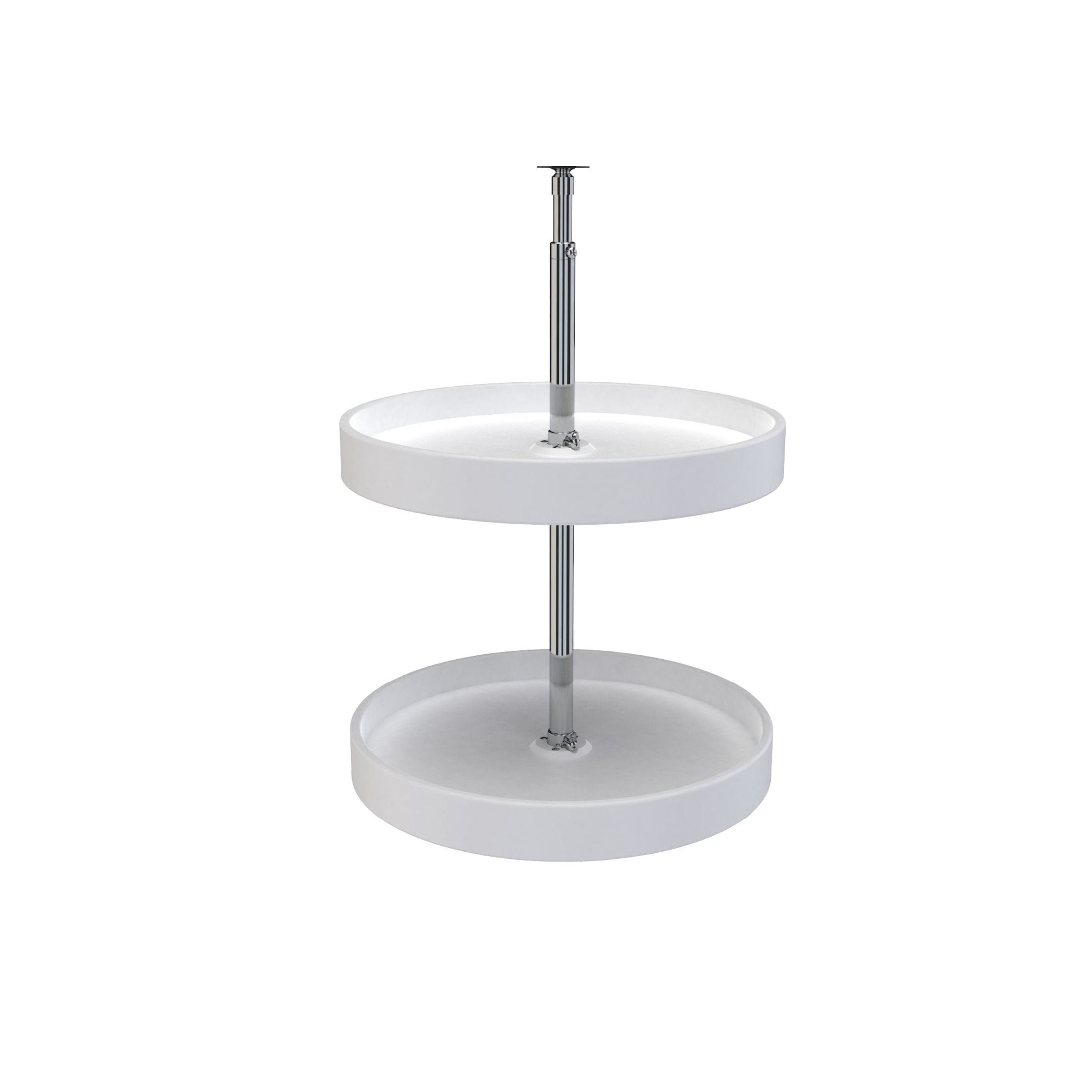 18" White Polymer Full-Circle 2-Shelf Lazy Susan w/Dependent Hardware for Corner Wall Cabinets