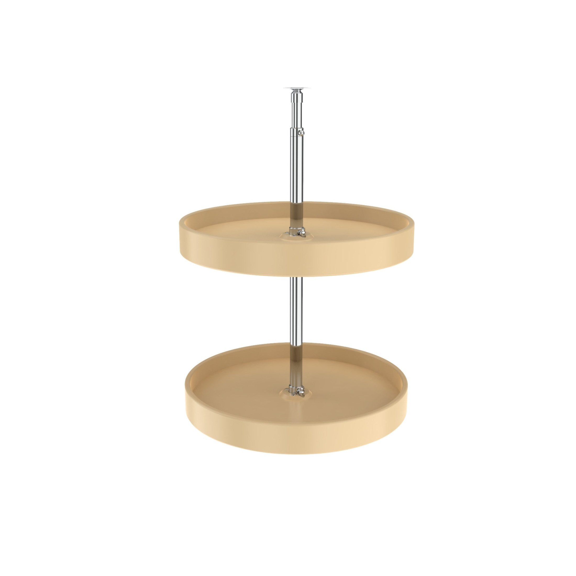 18" Almond Polymer Full-Circle 2-Shelf Lazy Susan w/Dependent Hardware for Corner Wall Cabinets