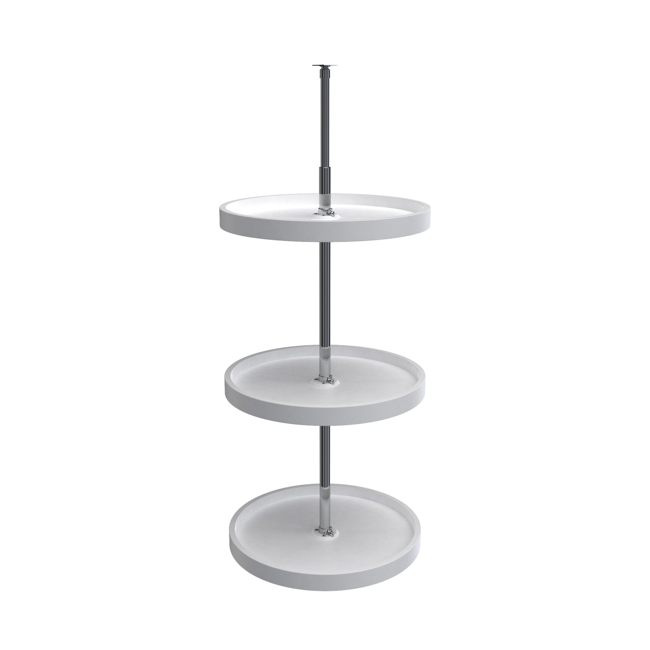 18" White Polymer Full-Circle 3-Shelf Lazy Susan w/Dependent Hardware for Corner Wall Cabinets