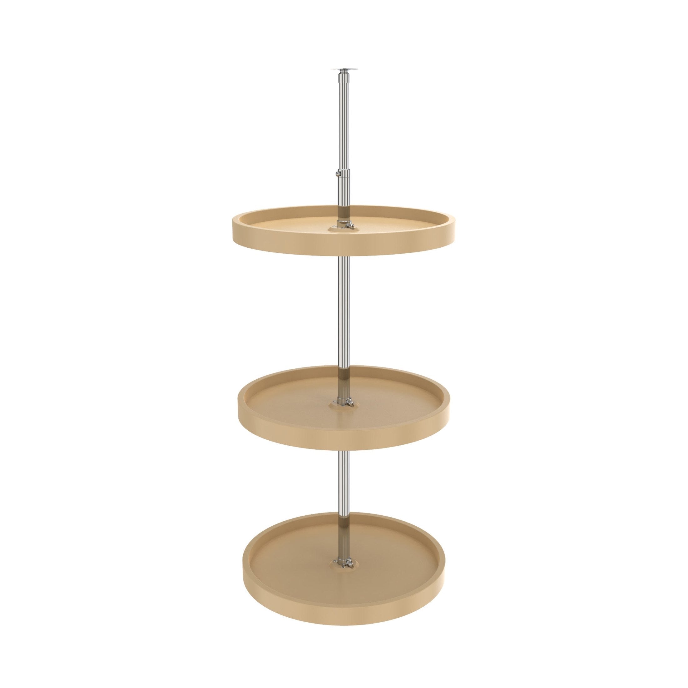 18" Almond Polymer Full-Circle 3-Shelf Lazy Susan w/Dependent Hardware for Corner Wall Cabinets