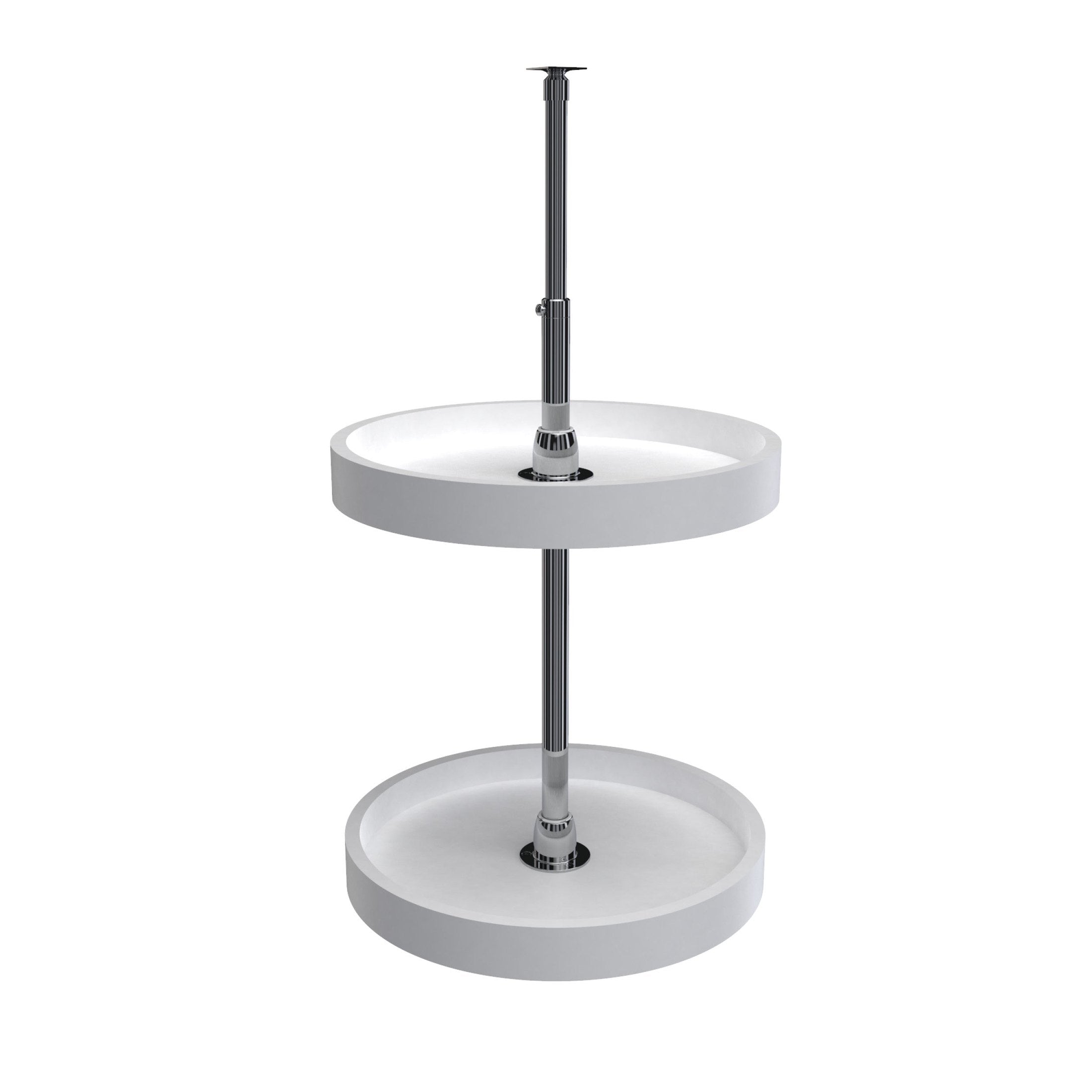 16" White Polymer Full-Circle 2-Shelf Lazy Susan for Corner Wall Cabinets