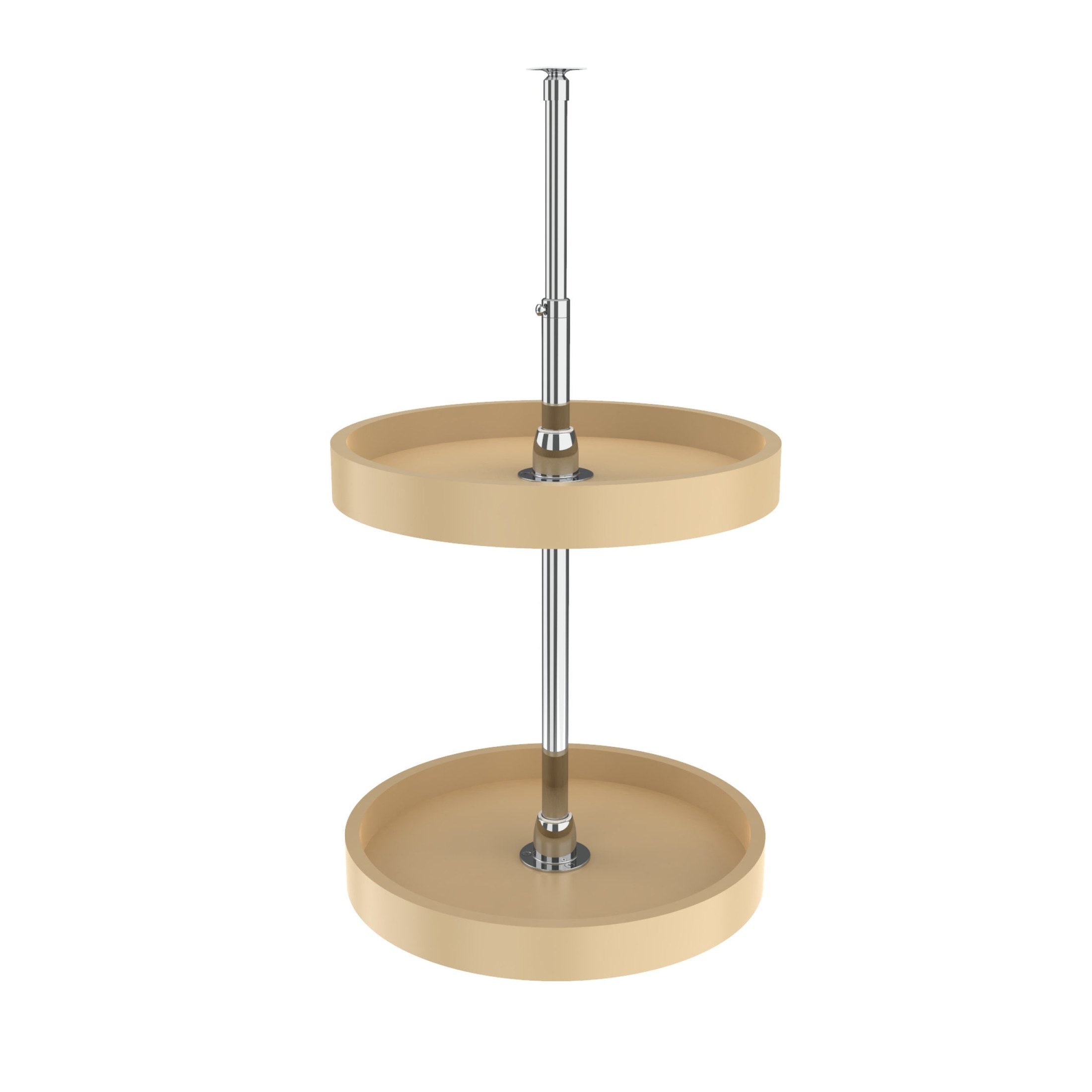 16" Almond Polymer Full-Circle 2-Shelf Lazy Susan for Corner Wall Cabinets