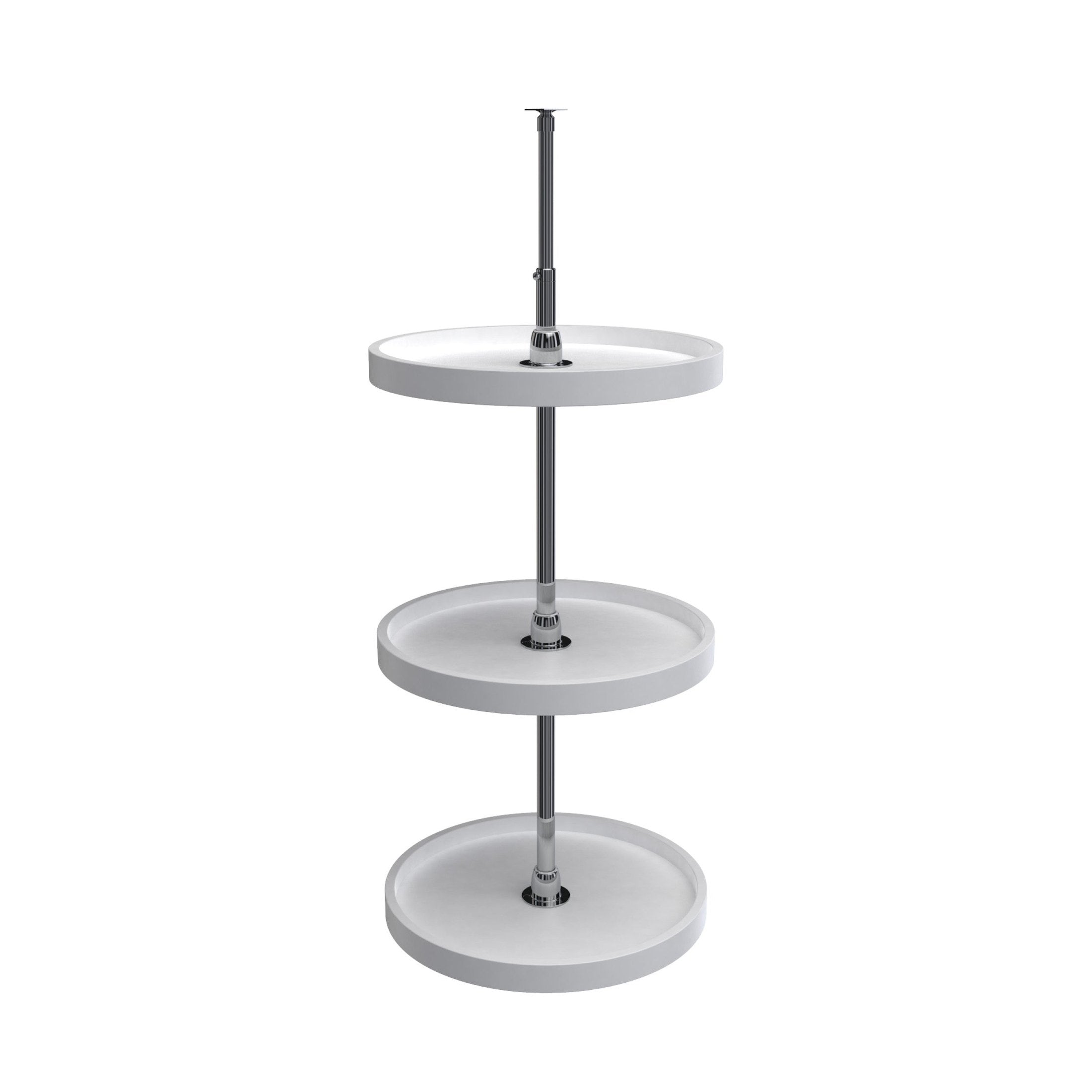 18" White Polymer Full-Circle 3-Shelf Lazy Susan for Corner Wall Cabinets