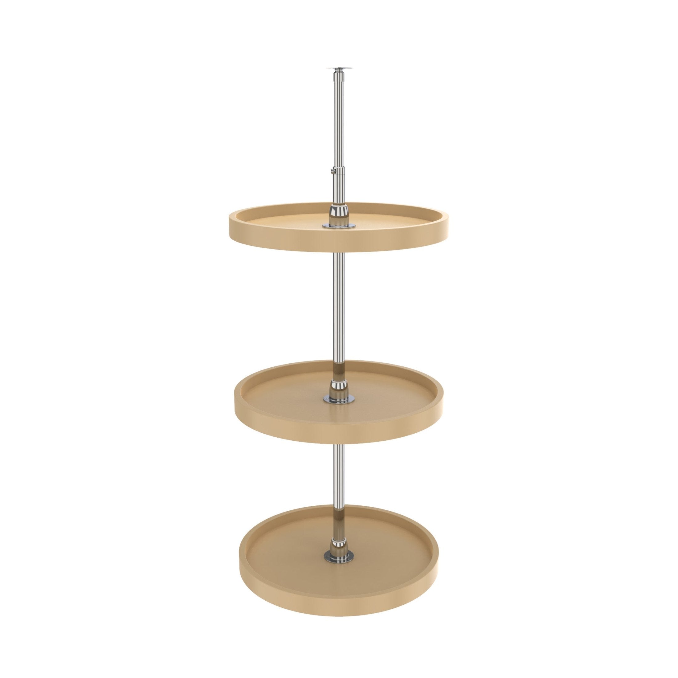 18" Almond Polymer Full-Circle 3-Shelf Lazy Susan for Corner Wall Cabinets