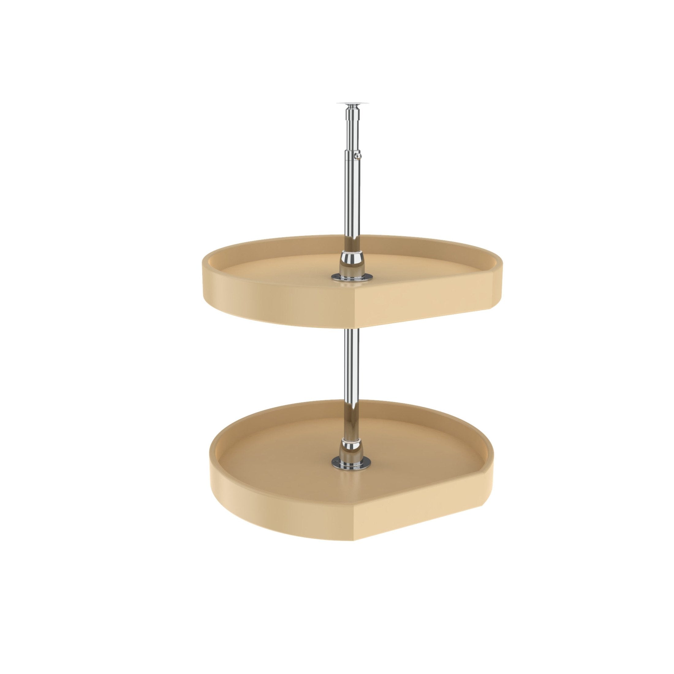 20" Almond Polymer D-Shaped 2-Shelf Lazy Susan for Corner Wall Cabinets
