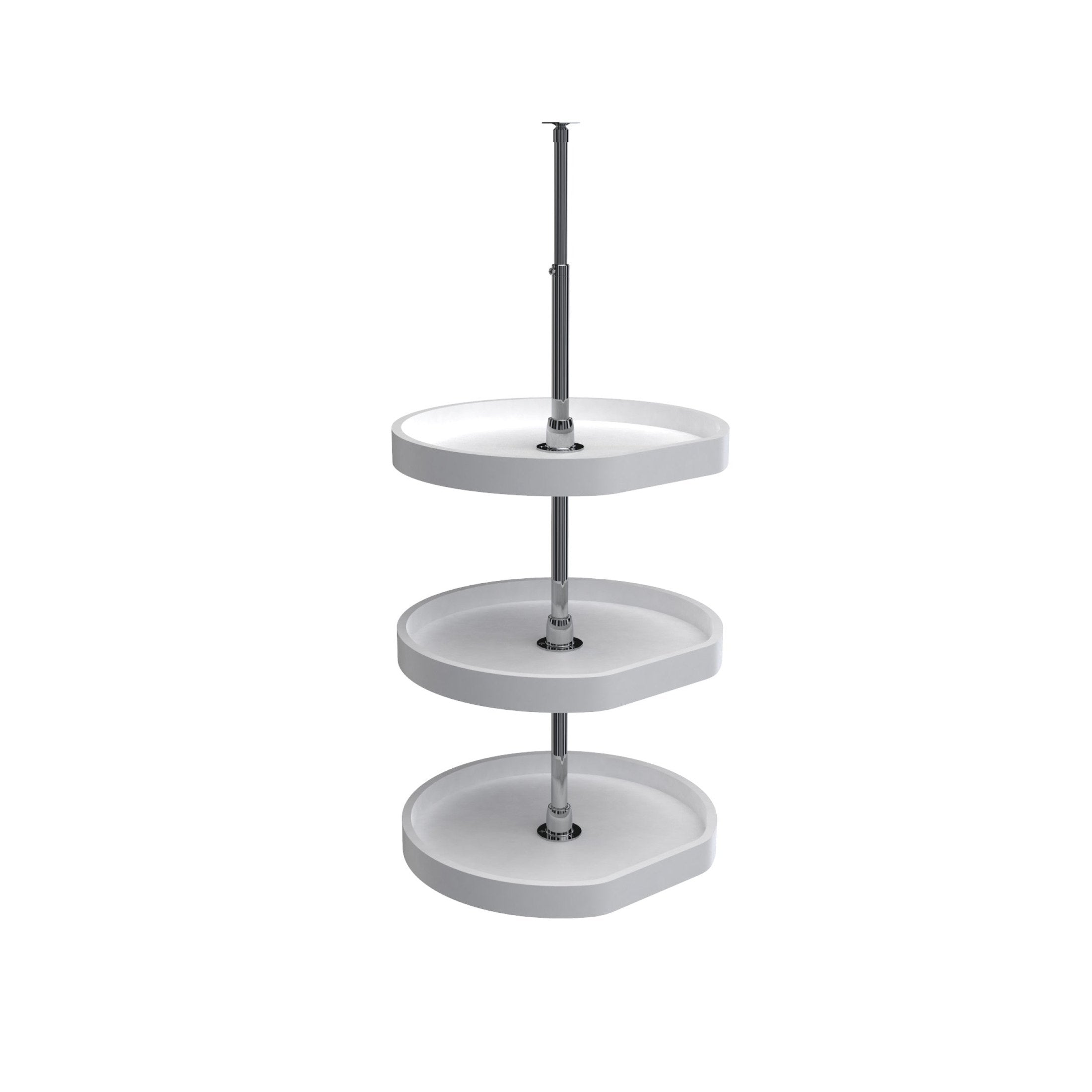 20" White Polymer D-Shaped 3-Shelf Lazy Susan for Corner Wall Cabinets