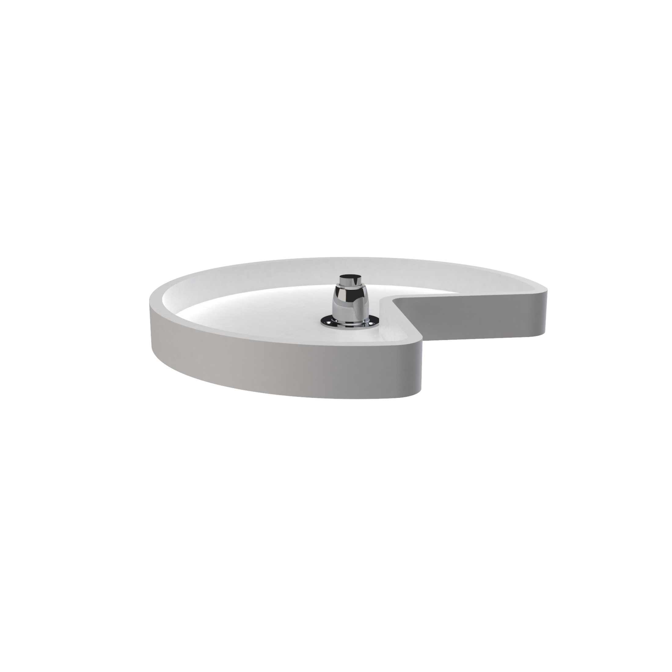 Polymer Kidney-Shaped 1-Shelf Lazy Susan w/Bottom Mount Rotating Post for Corner Wall Cabinets