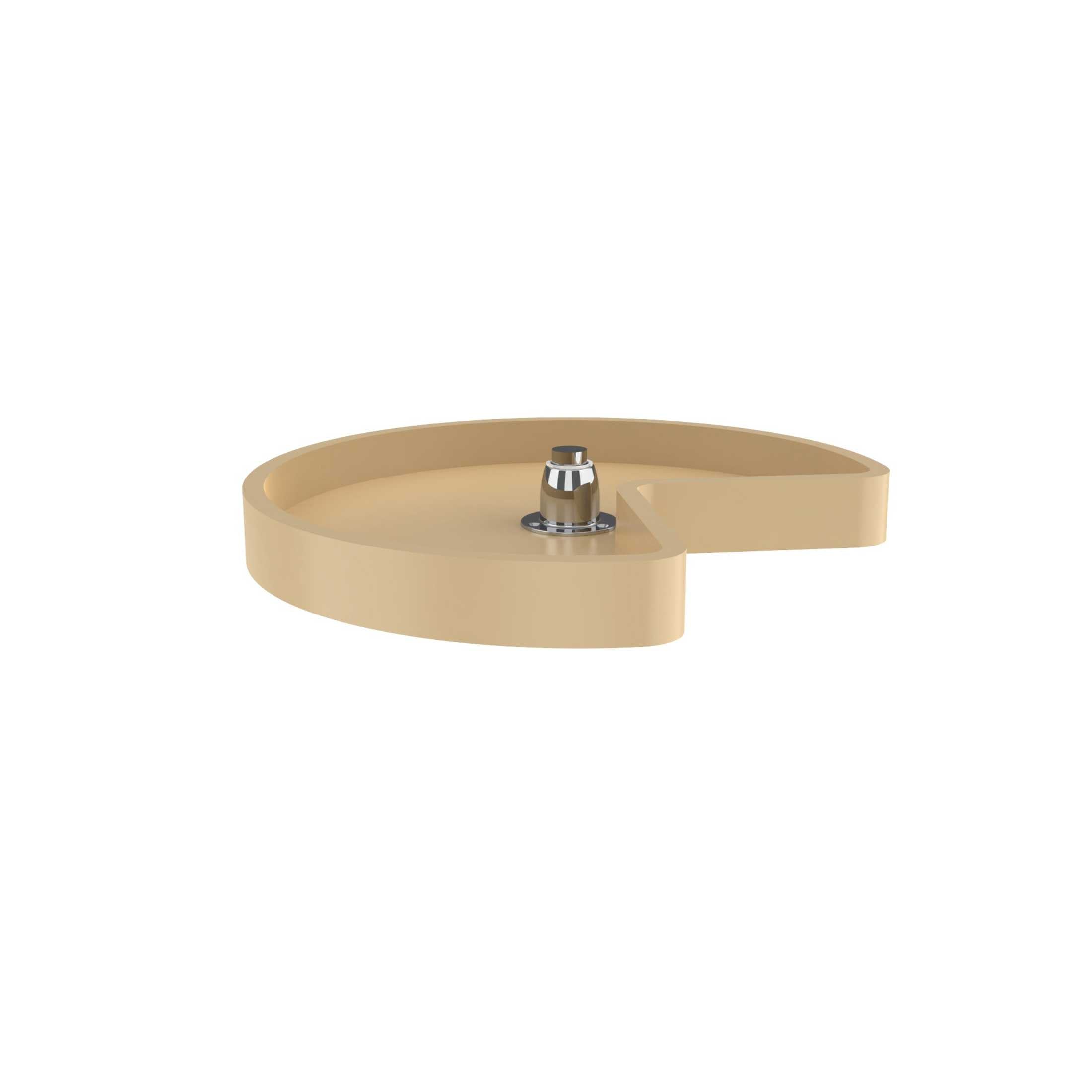 Polymer Kidney-Shaped 1-Shelf Lazy Susan w/Bottom Mount Rotating Post for Corner Wall Cabinets