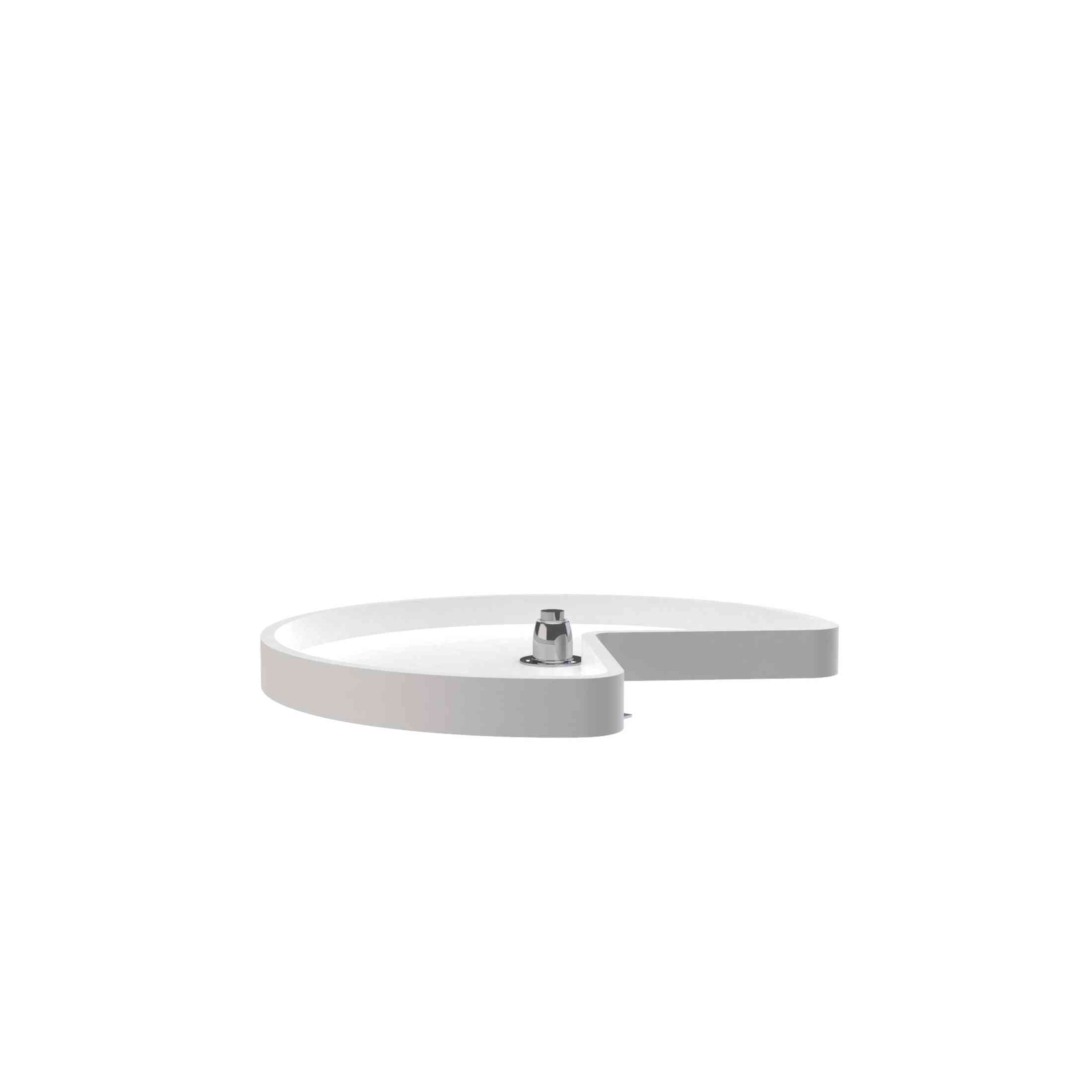 Polymer Kidney-Shaped 1-Shelf Lazy Susan w/Bottom Mount Rotating Post for Corner Base Cabinets