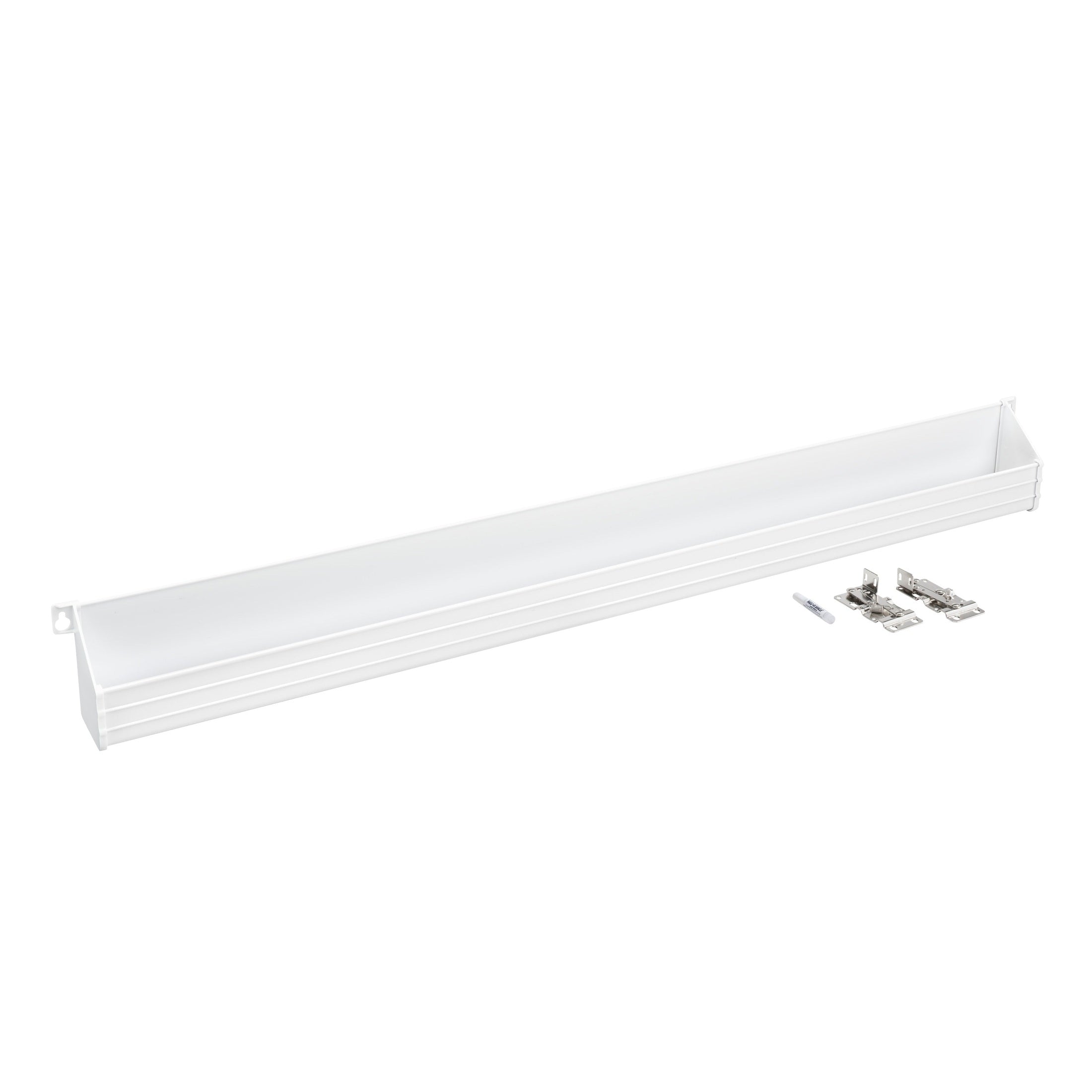 36 in. White Polymer Slim Series Tip-Out Sink Front Tray w/ Hinges and End Caps