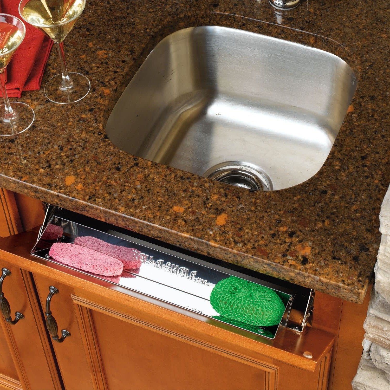 10" Stainless-Steel Tip-Out Tray w/ Hinges for Sink Base Cabinets