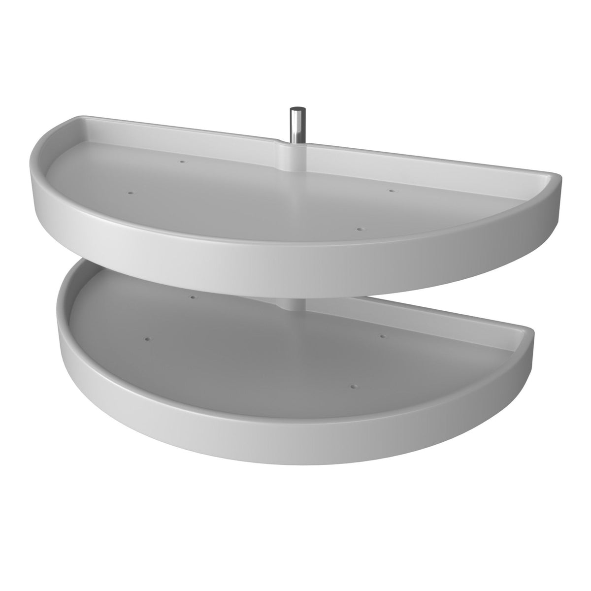 33" White Polymer Two-Tier Half-Moon Optimizer w/ Pivot Hardware for 16-1/8" Blind Corner Cabinet Openings