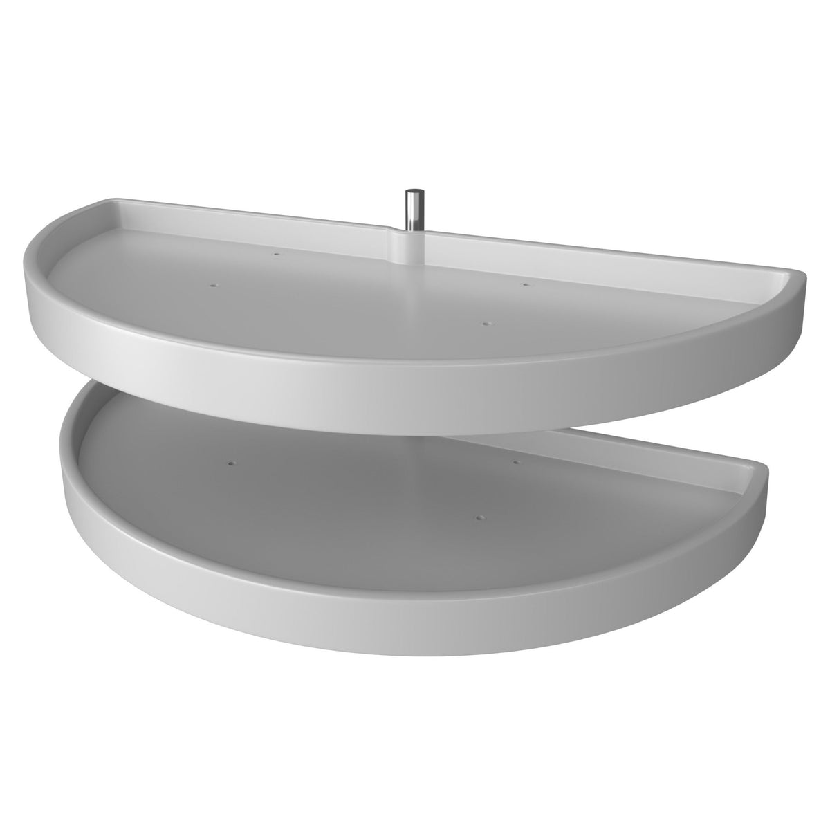 39" White Polymer Two-Tier Half-Moon Optimizer w/ Pivot Hardware for 19-1/4" Blind Corner Cabinet Openings