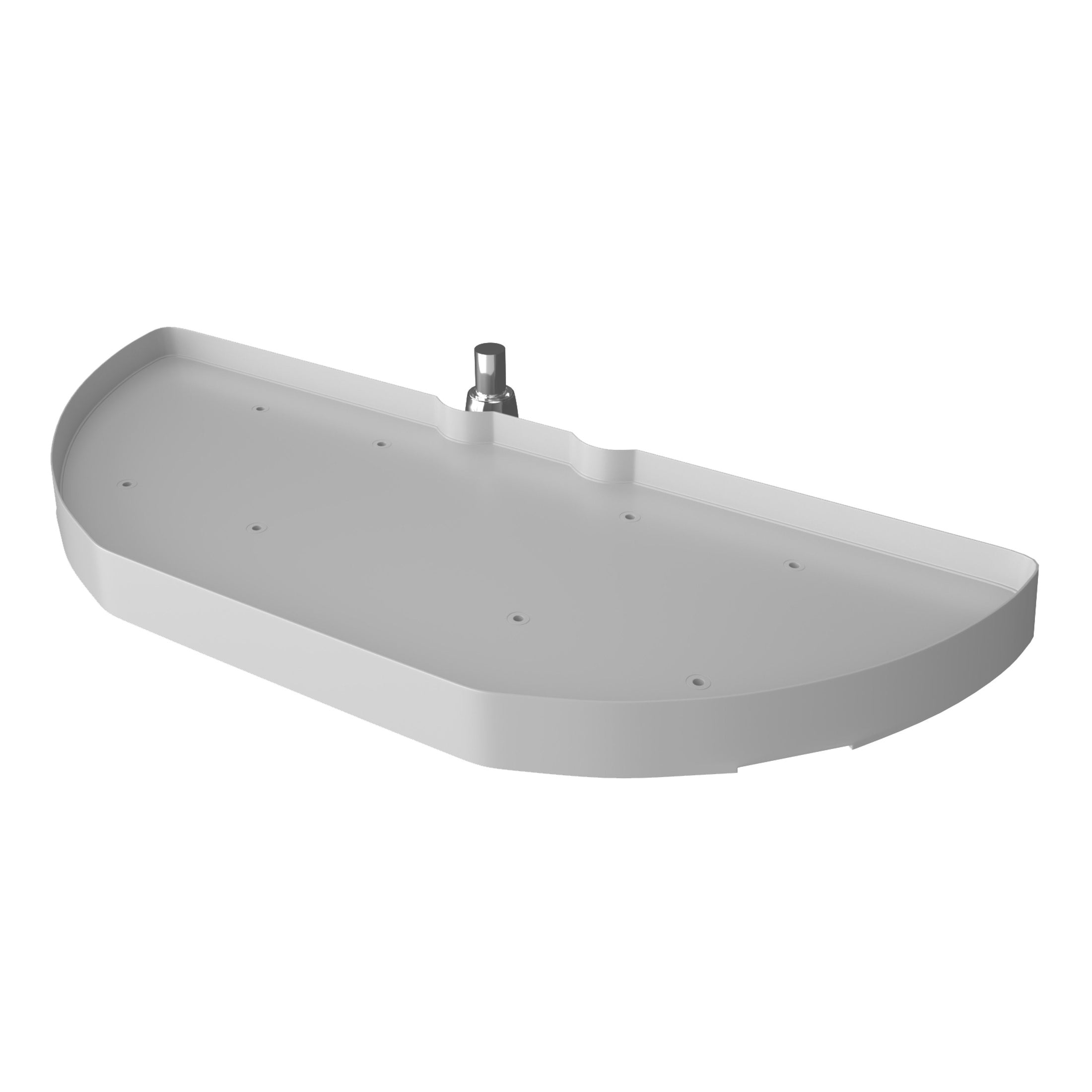 31" White Polymer Single-Tier Half-Moon Optimizer w/ Pivot and Slide Hardware for 13-1/4" Blind Corner Cabinet Openings