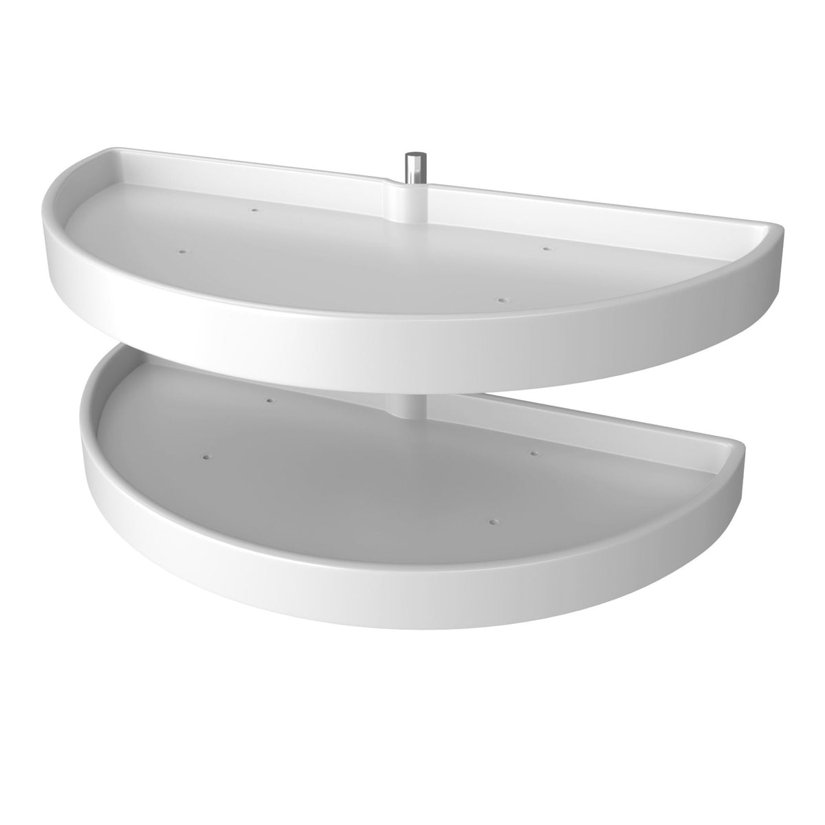 33" White Polymer Two-Tier Half-Moon Optimizer w/ Pivot and Slide Hardware for 16-1/8" Blind Corner Cabinet Openings