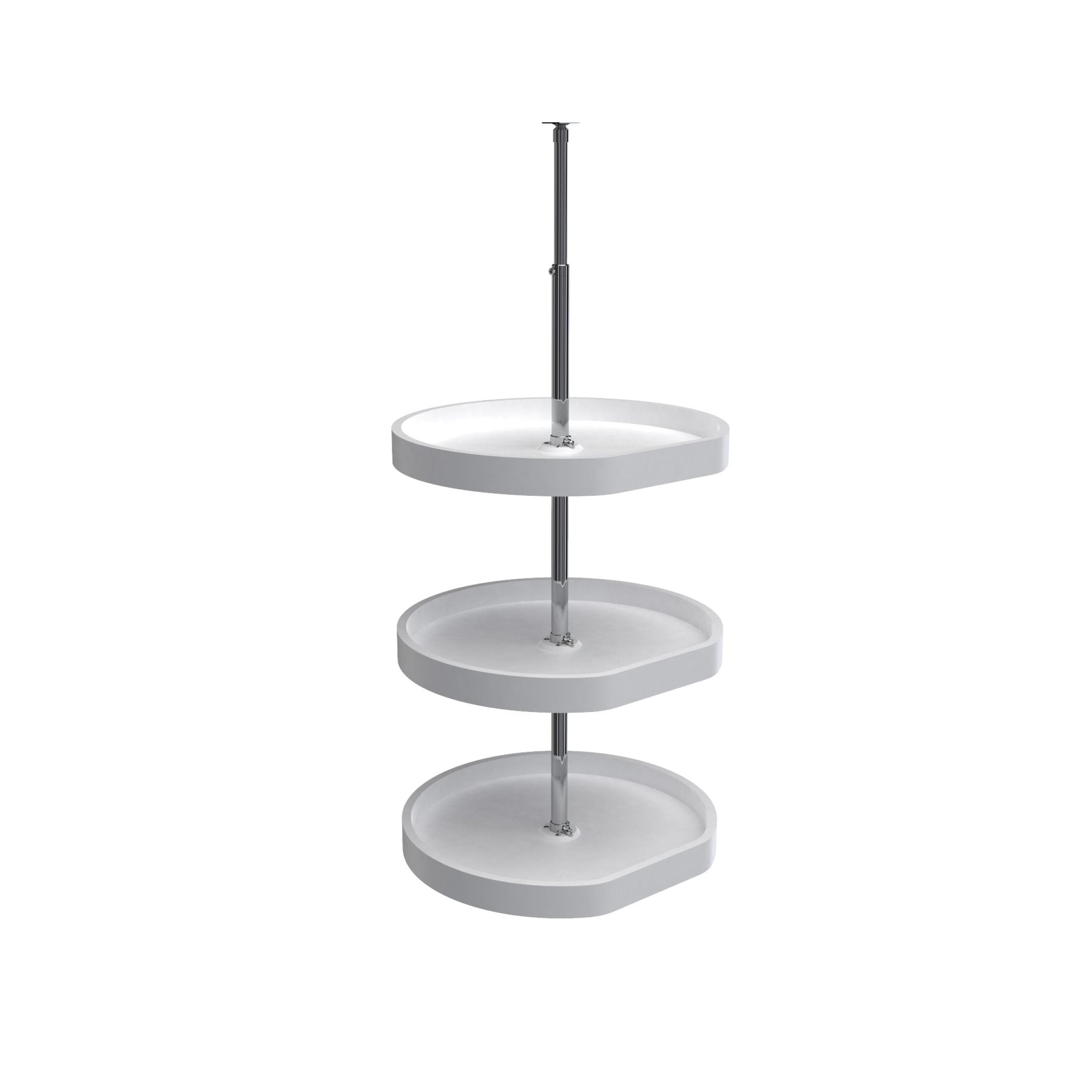 20" White Polymer D-Shaped 3-Shelf Lazy Susan for Corner Wall Cabinets