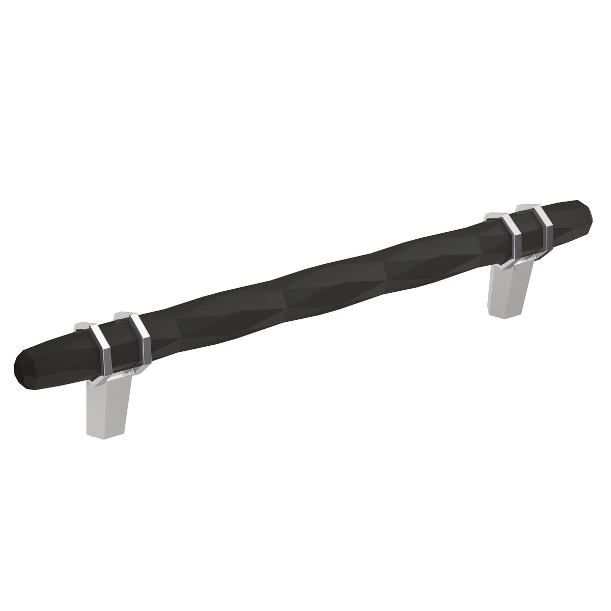 London 65/16 inch (160mm) CentertoCenter Black Bronze/Polished Chrome Cabinet Pull