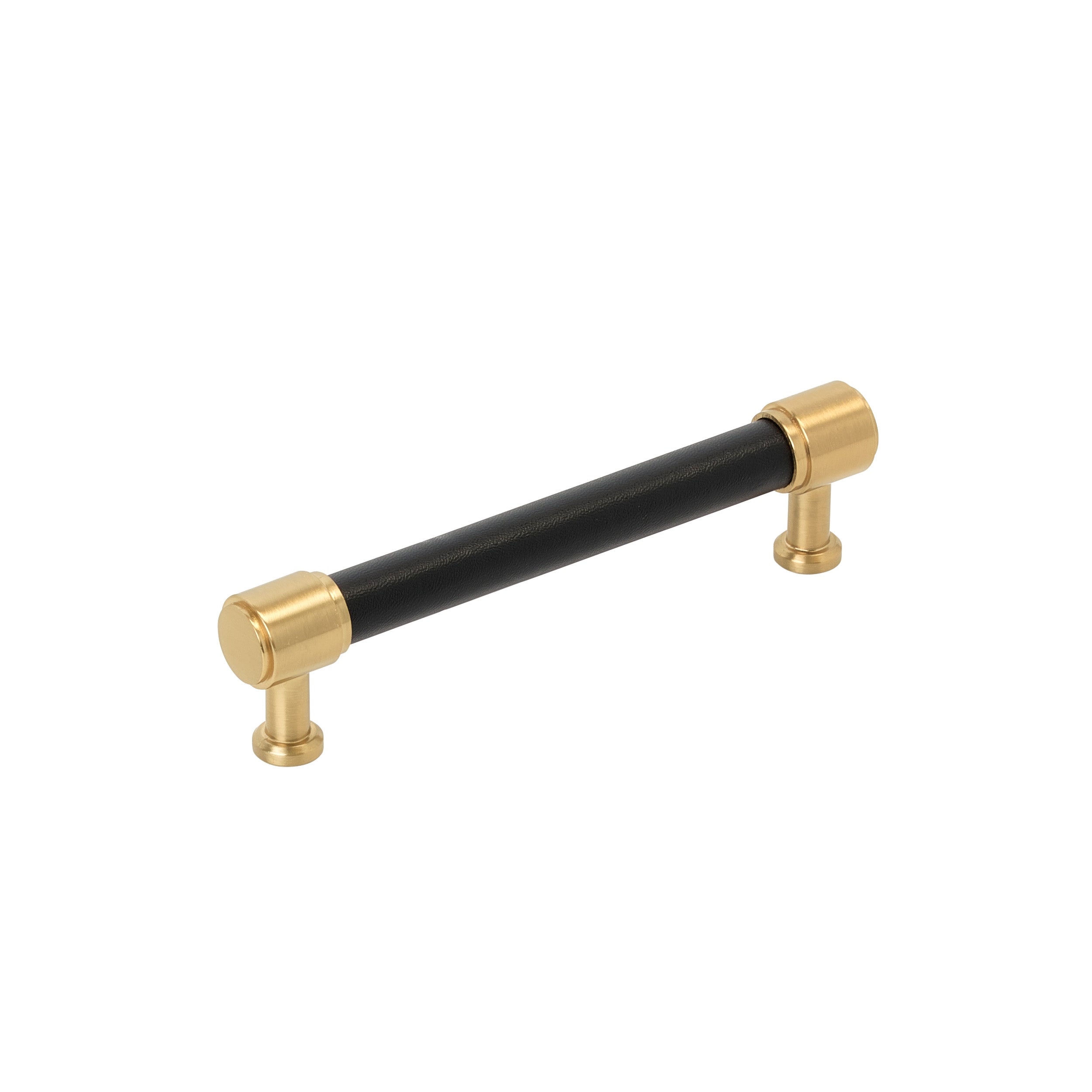 Fairlane 5-1/16 inch (128mm) Center-to-Center Black Leather/Champagne Bronze Cabinet Pull