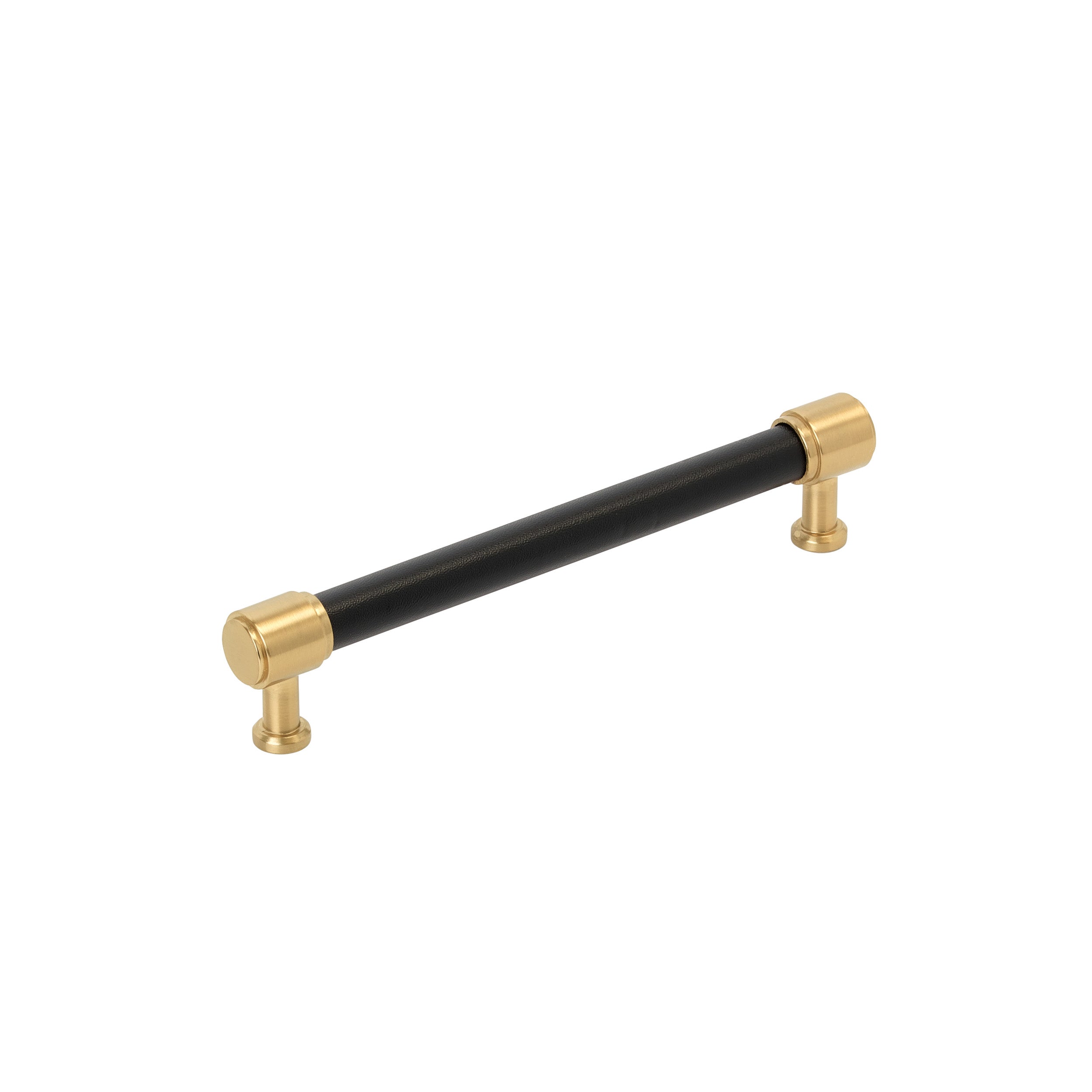Fairlane 6-5/16 inch (160mm) Center-to-Center Black Leather/Champagne Bronze Cabinet Pull