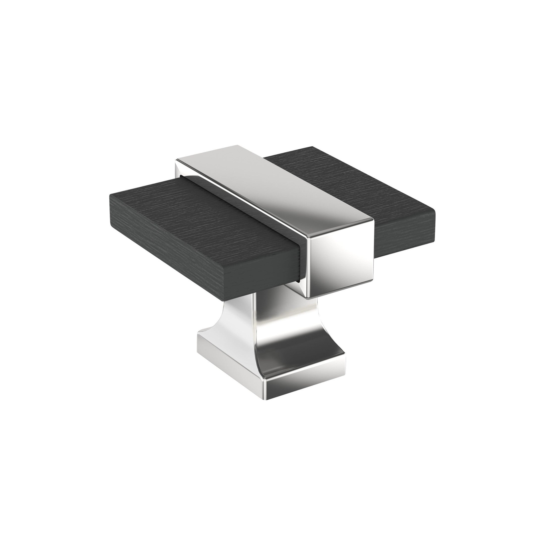Overton 13/8 inch (35mm) Length Brushed Matte Black/Polished Chrome Cabinet Knob