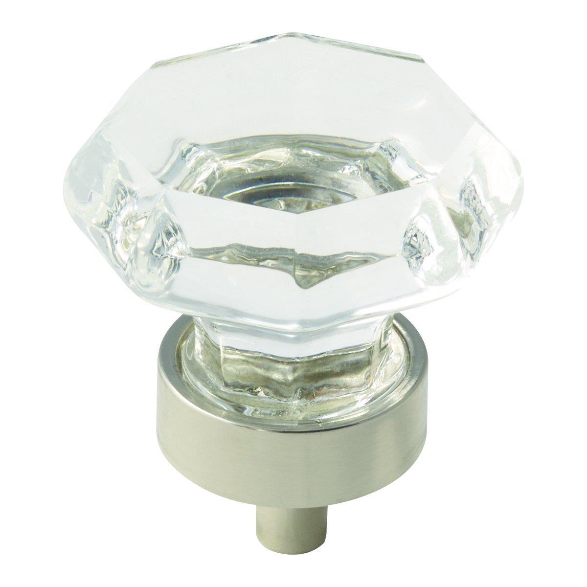 Traditional Classics 15/16 inch (33mm) Diameter Clear/Polished Nickel Cabinet Knob