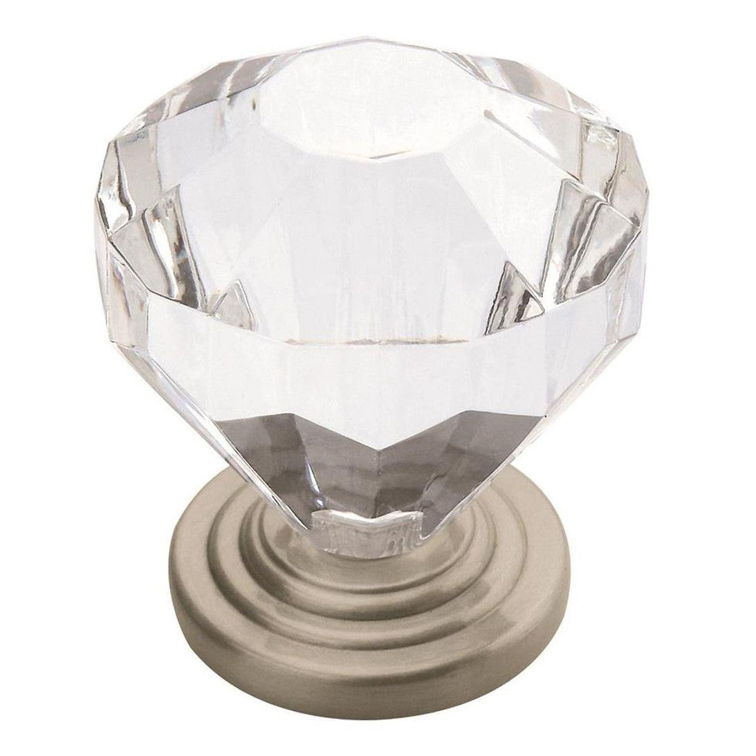 Traditional Classics 11/4 inch (32mm) Diameter Clear/Satin Nickel Cabinet Knob