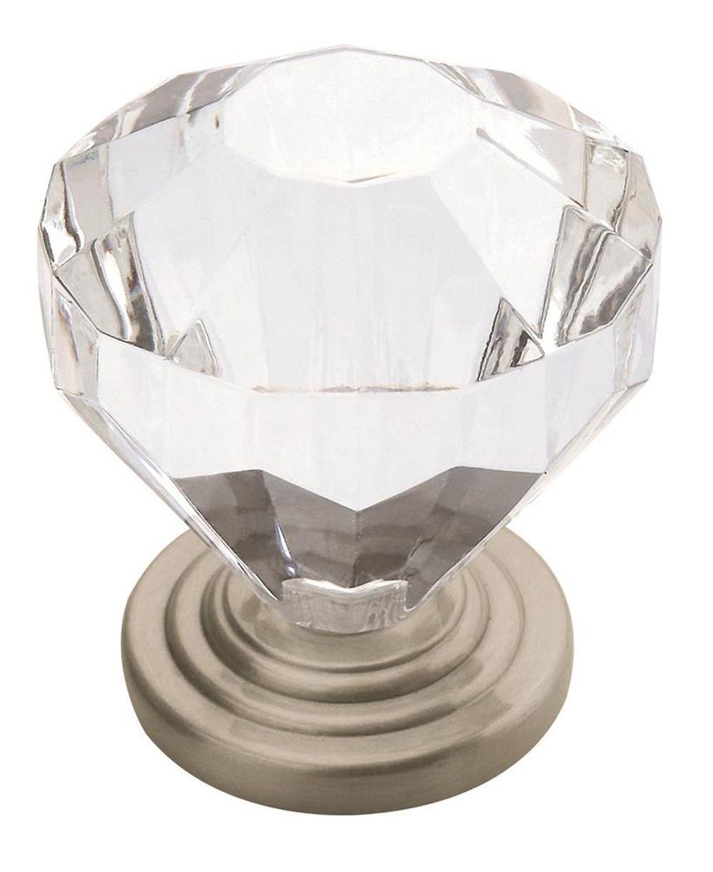 Traditional Classics 11/4 inch (32mm) Diameter Clear/Satin Nickel Cabinet Knob