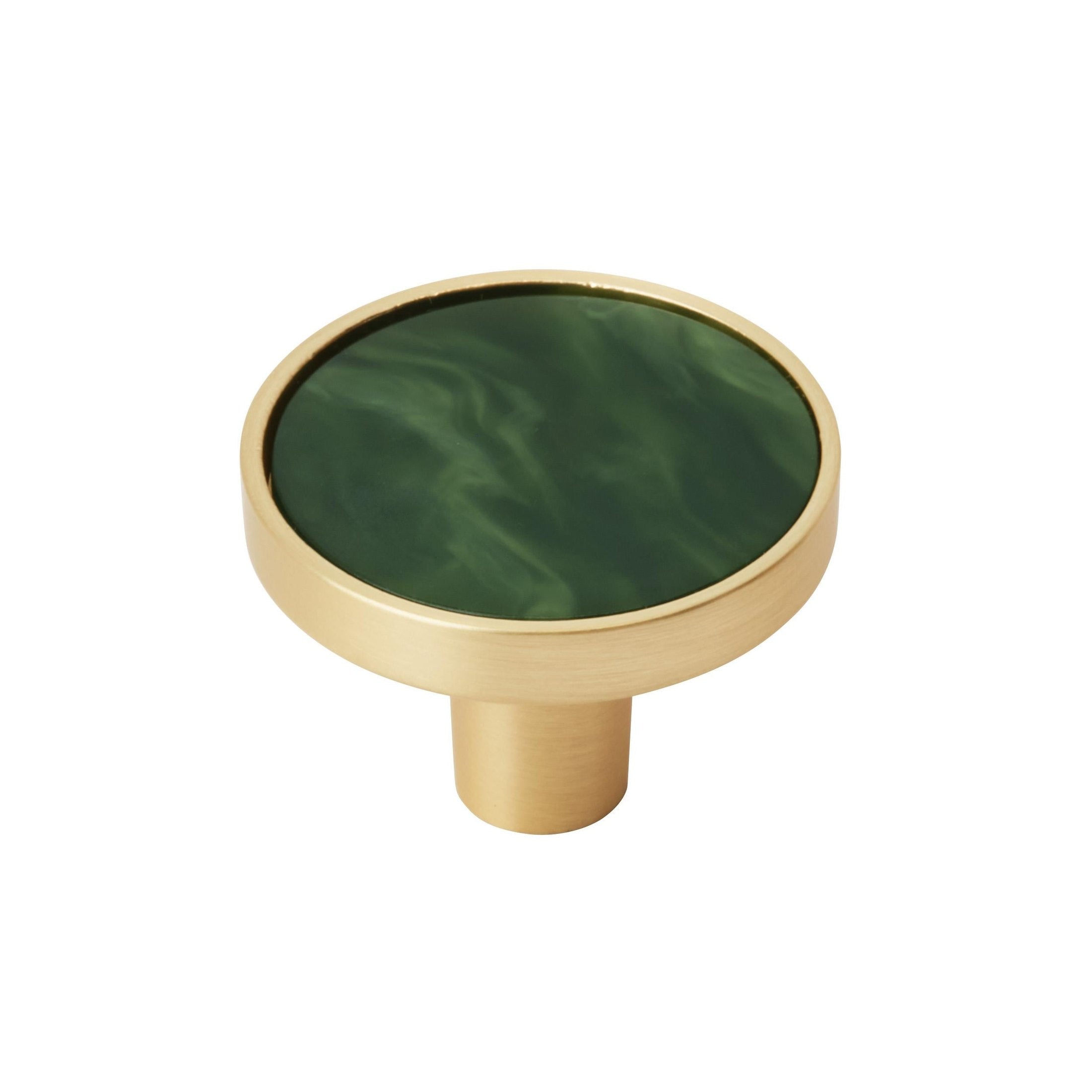 Accents 11/4 inch (32mm) Diameter Gold/Emerald Green Cabinet Knob 2 Pack
