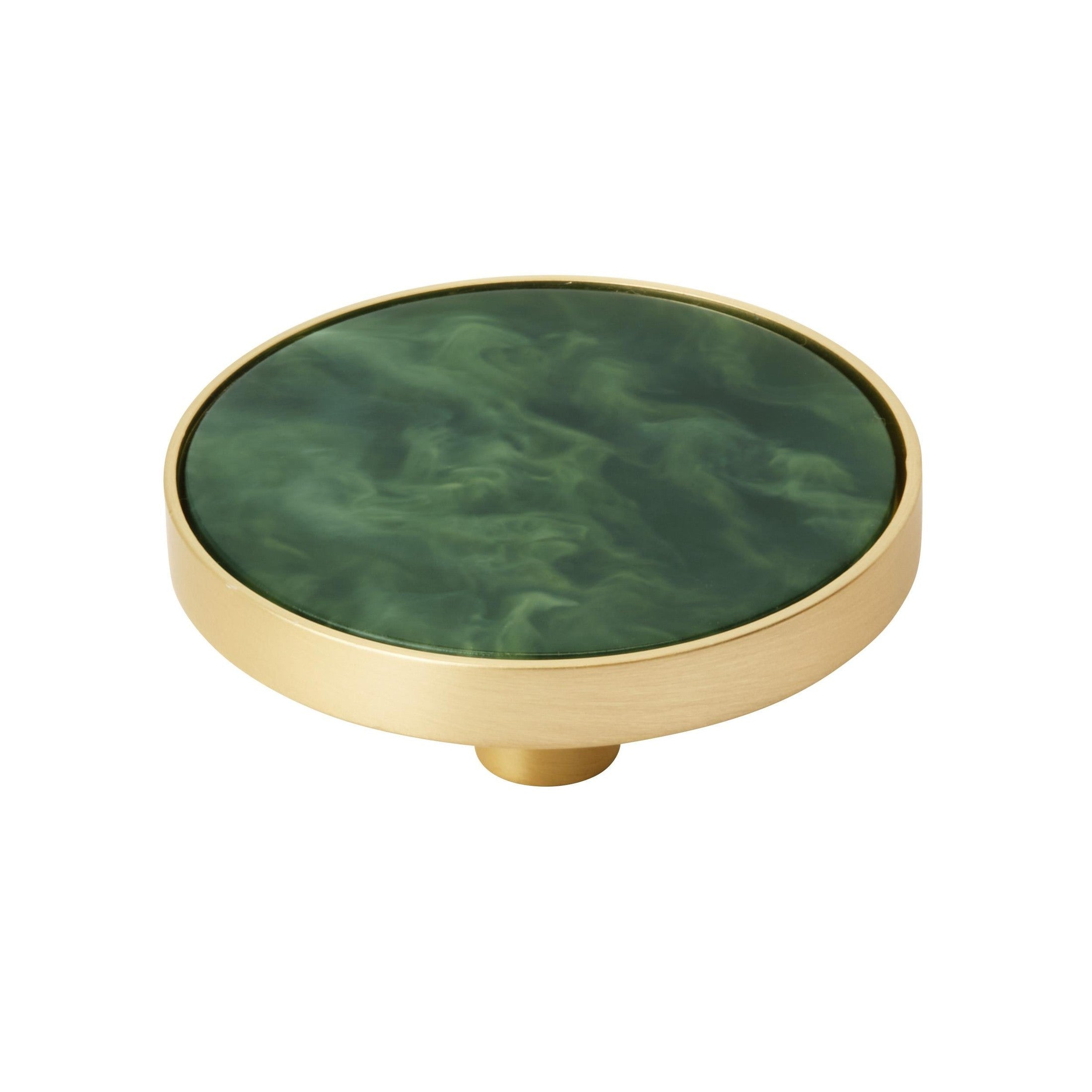 Accents 2 inch (51mm) Diameter Gold/Emerald Green Cabinet Knob 2 Pack