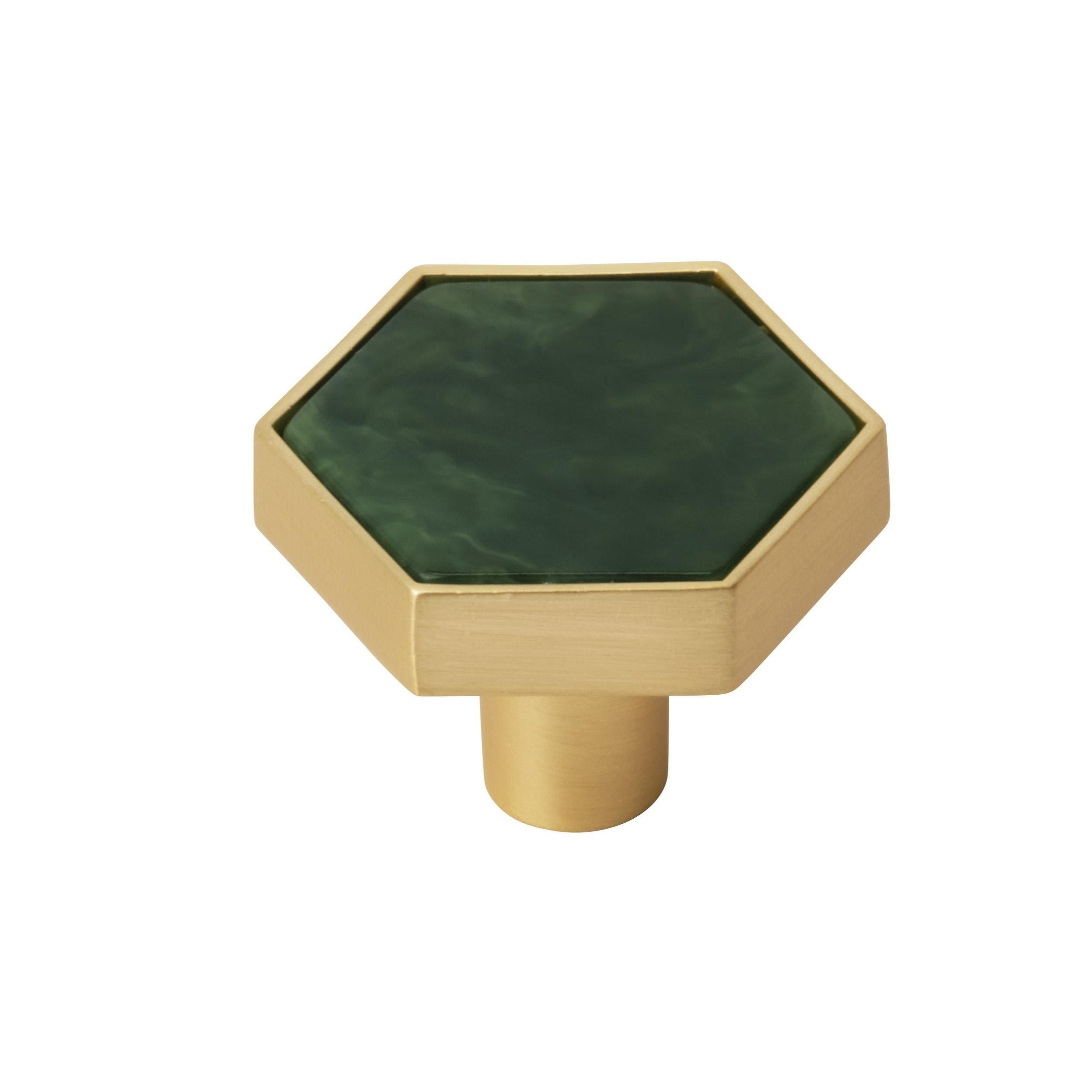 Accents 15/16 inch (33mm) Length Gold/Emerald Green Cabinet Knob 2 Pack
