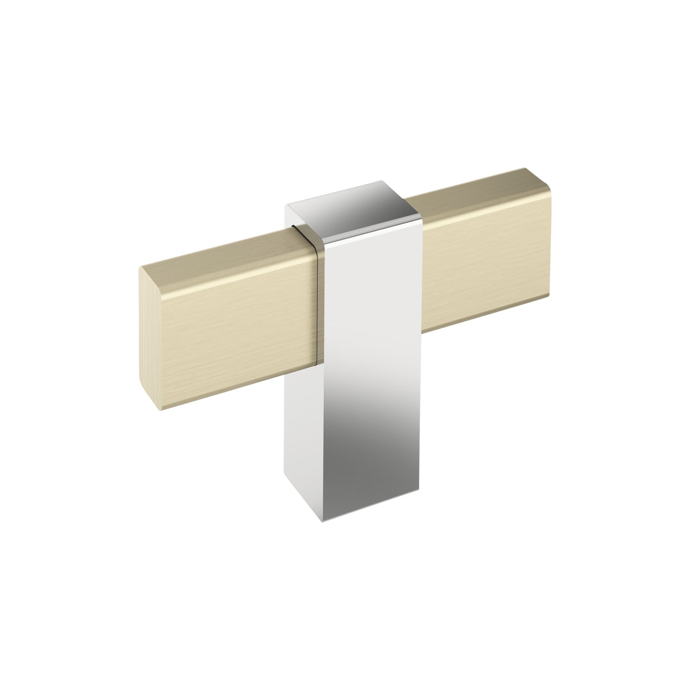 Mulino 23/8 inch (60mm) Length Golden Champagne/Polished Chrome Cabinet Knob
