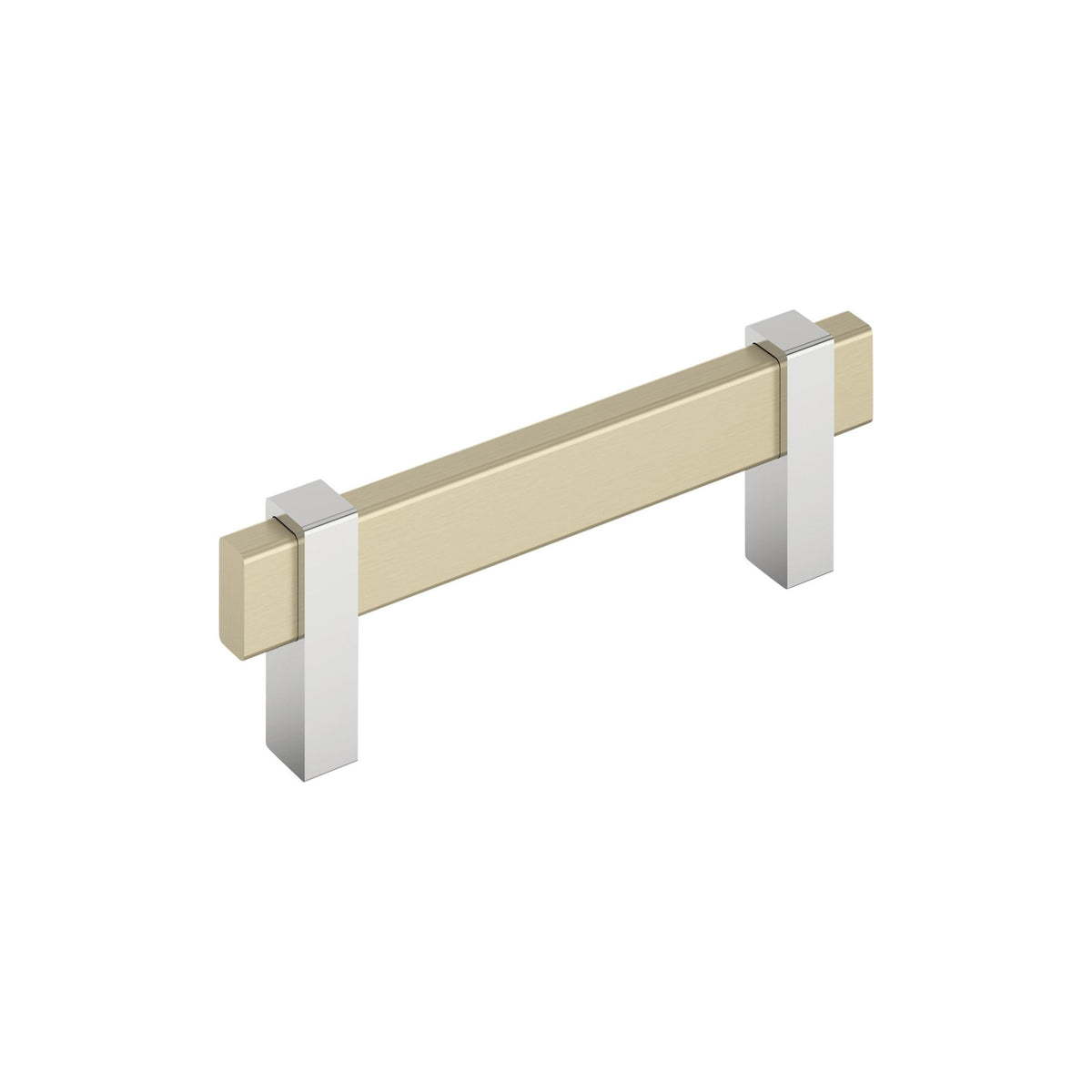 Mulino 33/4 inch (96mm) CentertoCenter Golden Champagne/Polished Chrome Cabinet Pull