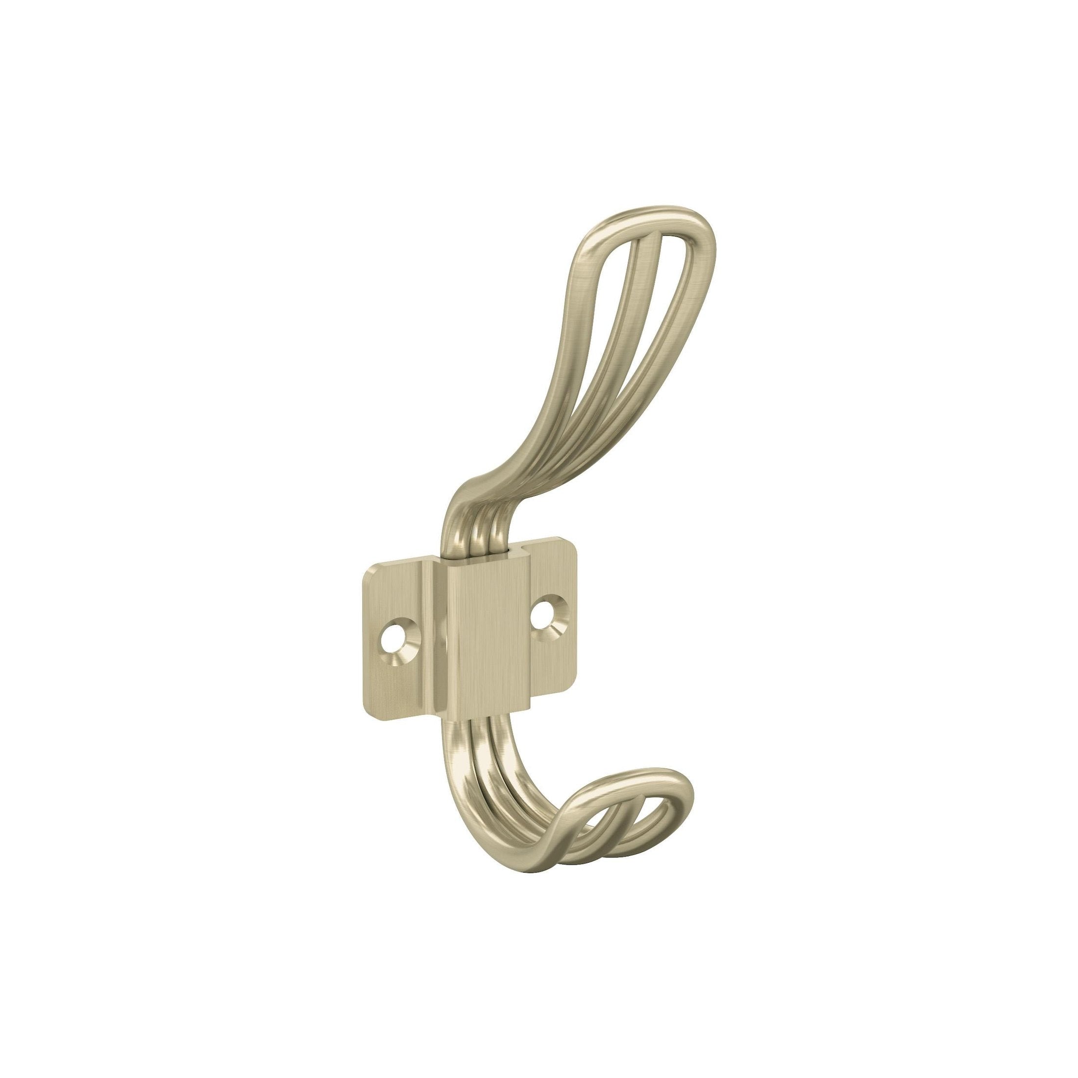 Vinland Double Prong Golden Champagne Decorative Wall Hook