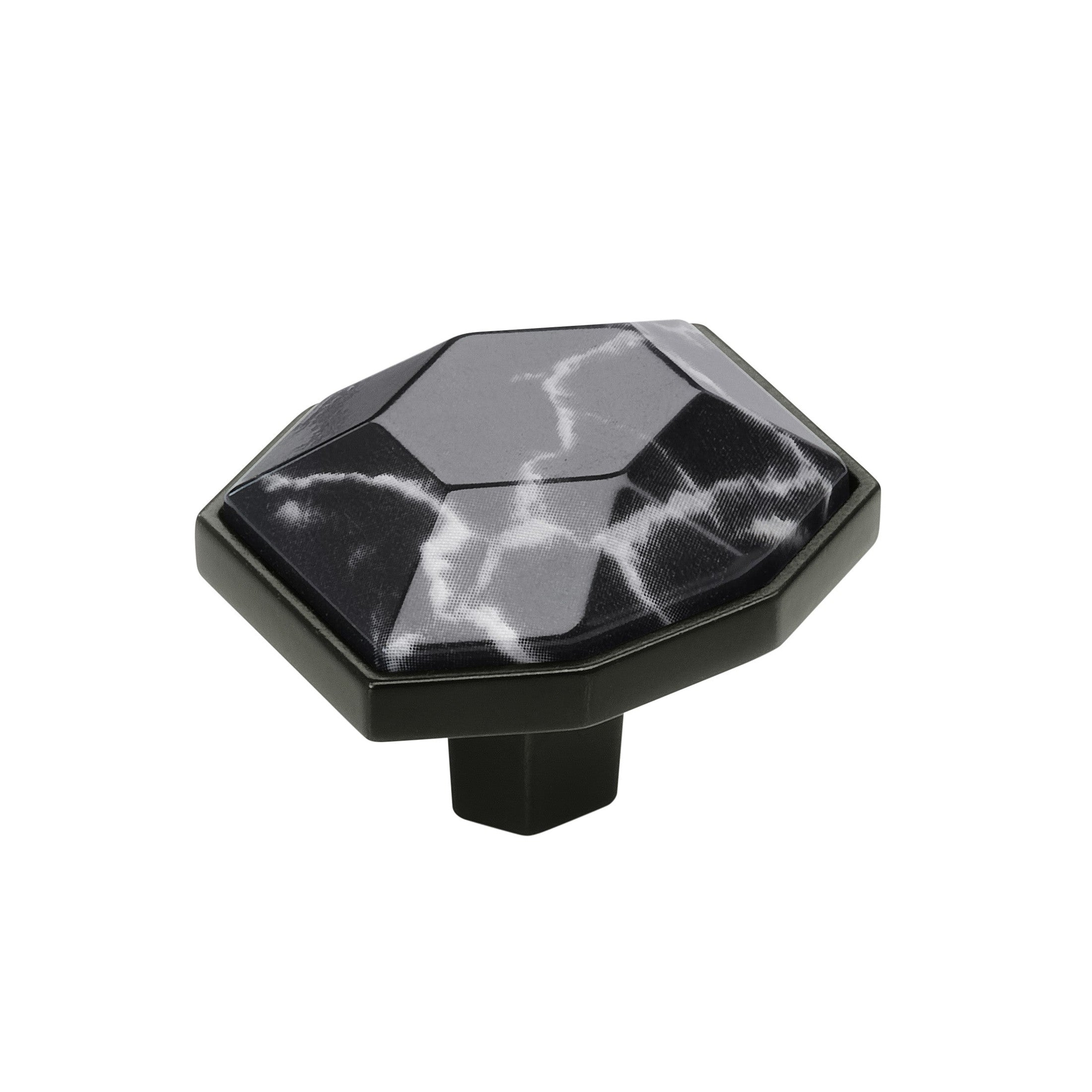 Carrione 15/8 inch (41mm) Length Marble Black/Black Bronze Cabinet Knob