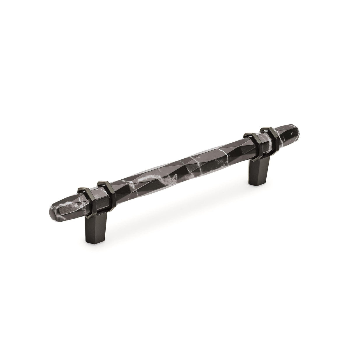 Carrione 51/16 inch (128mm) CentertoCenter Marble Black/Black Bronze Cabinet Pull