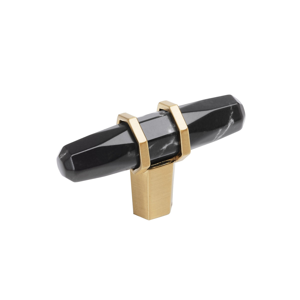 Carrione 21/2 inch (64mm) Length Marble Black/Champagne Bronze Cabinet Knob