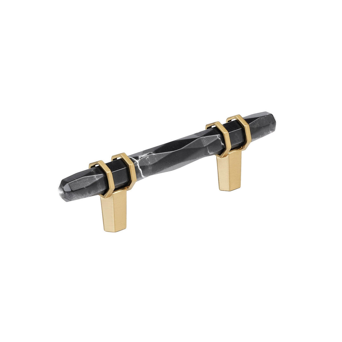 Carrione 3 inch (76mm) CentertoCenter Marble Black/Champagne Bronze Cabinet Pull