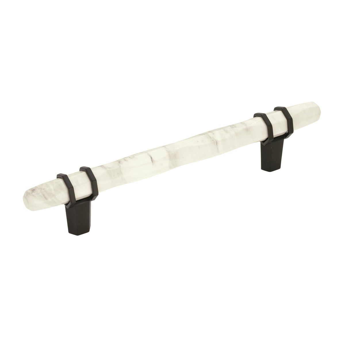 Carrione 51/16 inch (128mm) CentertoCenter Marble White/Black Bronze Cabinet Pull