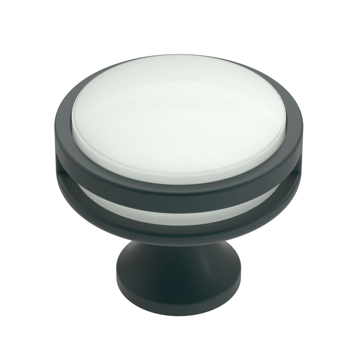 Oberon 13/8 inch (35mm) Diameter Matte Black/Frosted Acrylic Cabinet Knob