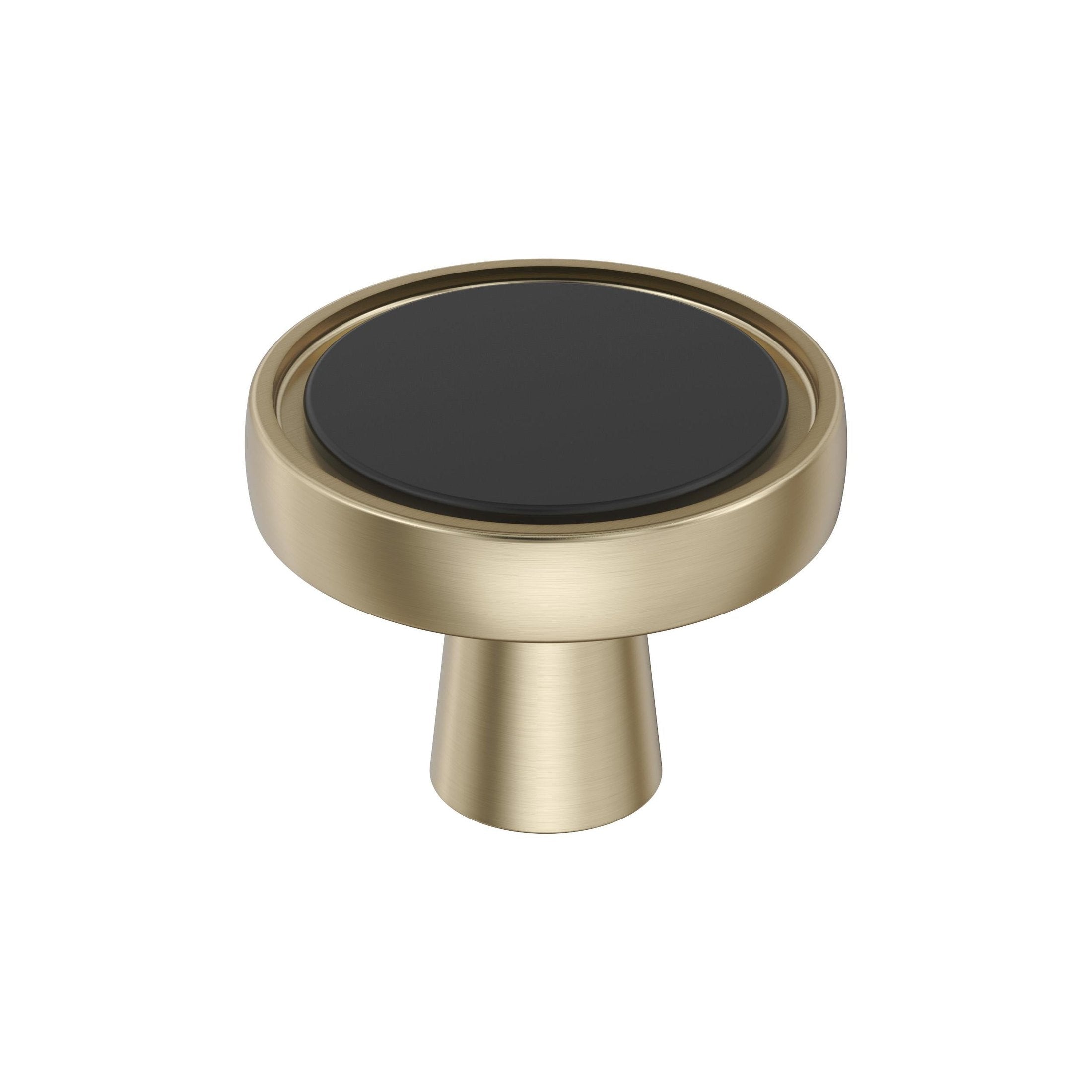 Mergence 13/8 inch (35mm) Diameter Matte Black/Golden Champagne Cabinet Knob