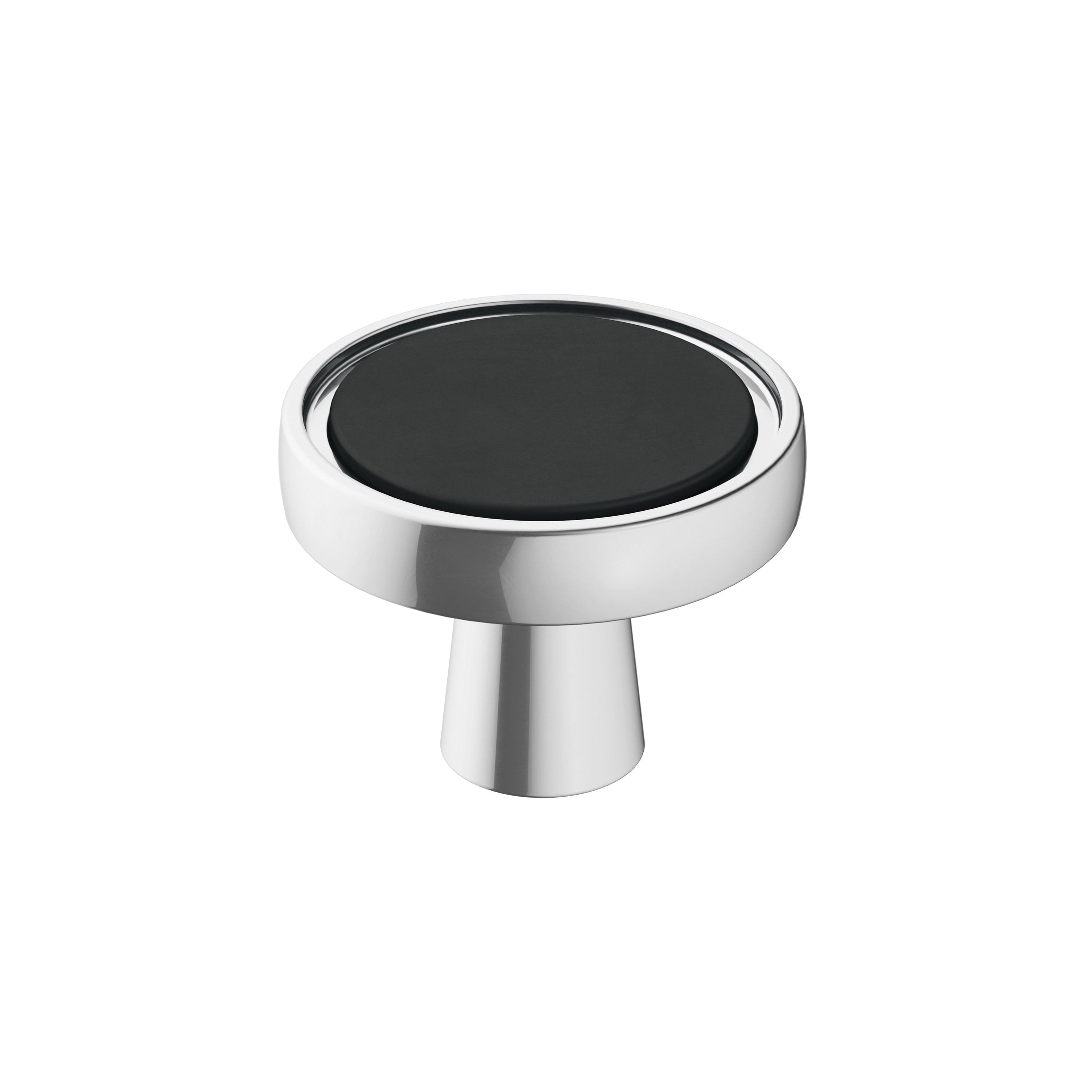 Mergence 13/8 inch (35mm) Diameter Matte Black/Polished Chrome Cabinet Knob