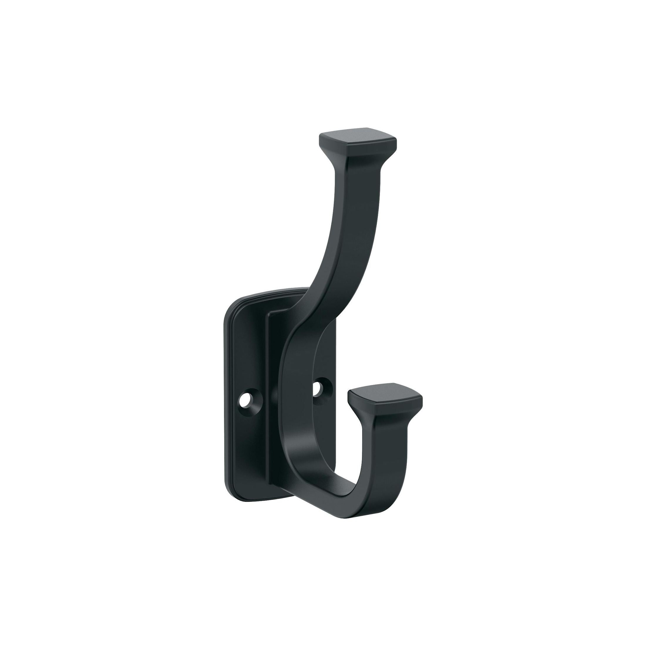 Alder Double Prong Matte Black Decorative Wall Hook