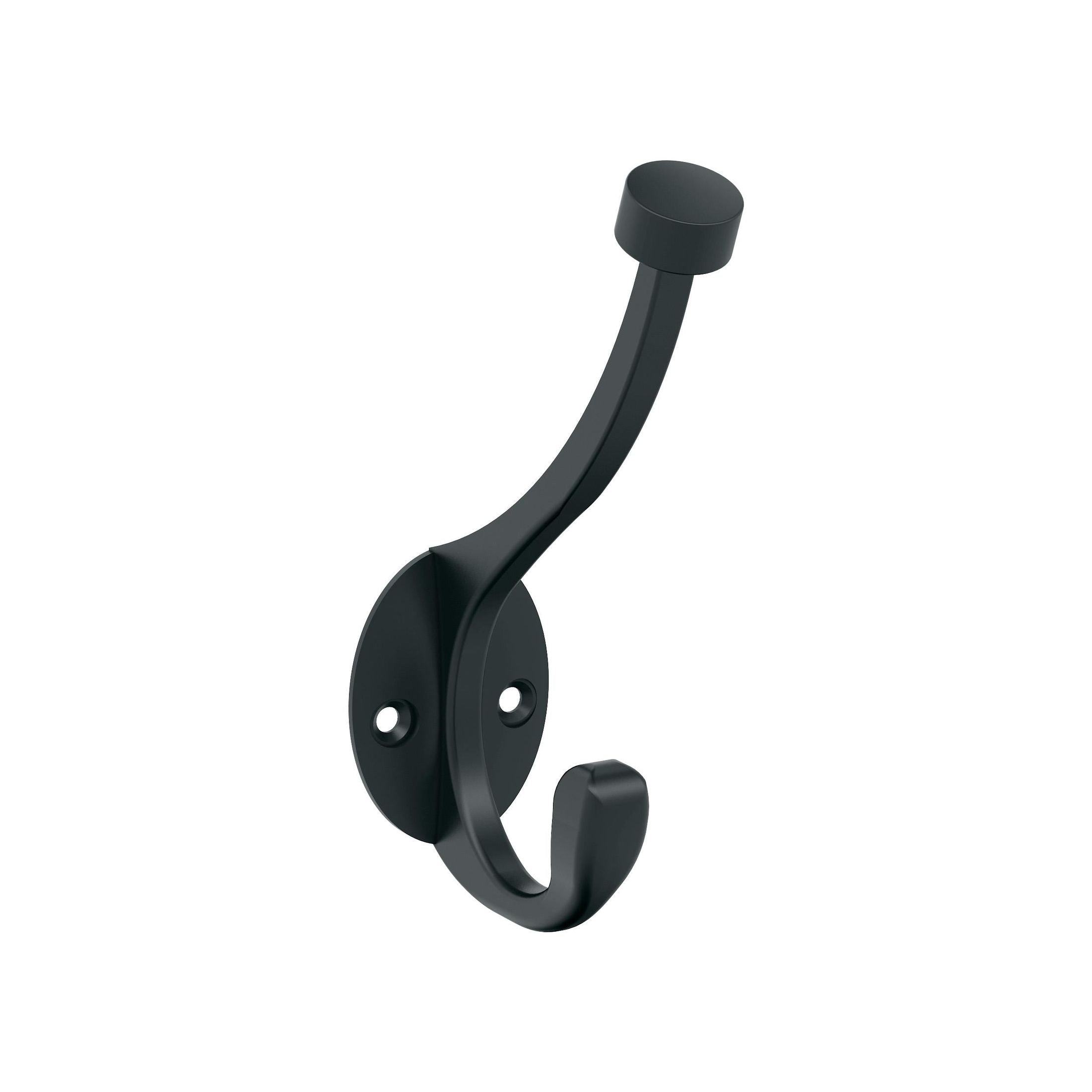 Adare Double Prong Matte Black Decorative Wall Hook