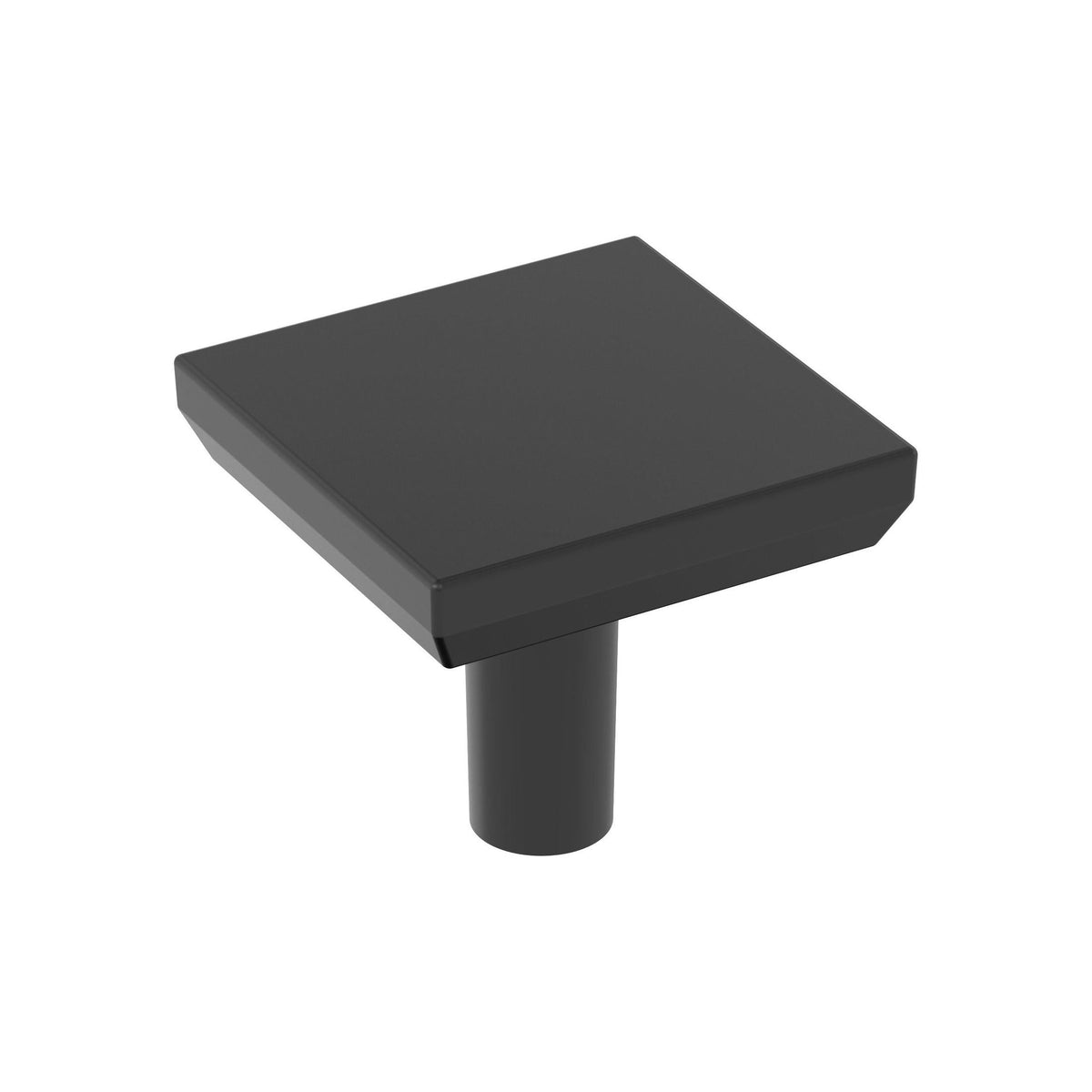 Chamfered Edge 11/16 inch (27mm) Length Matte Black Cabinet Knob